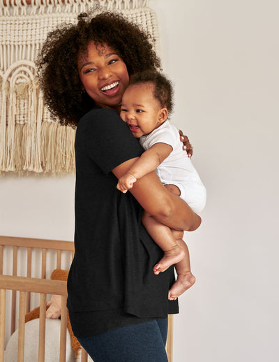 black maternity v neck nursing top