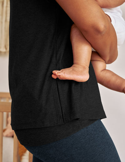 black maternity v neck nursing top