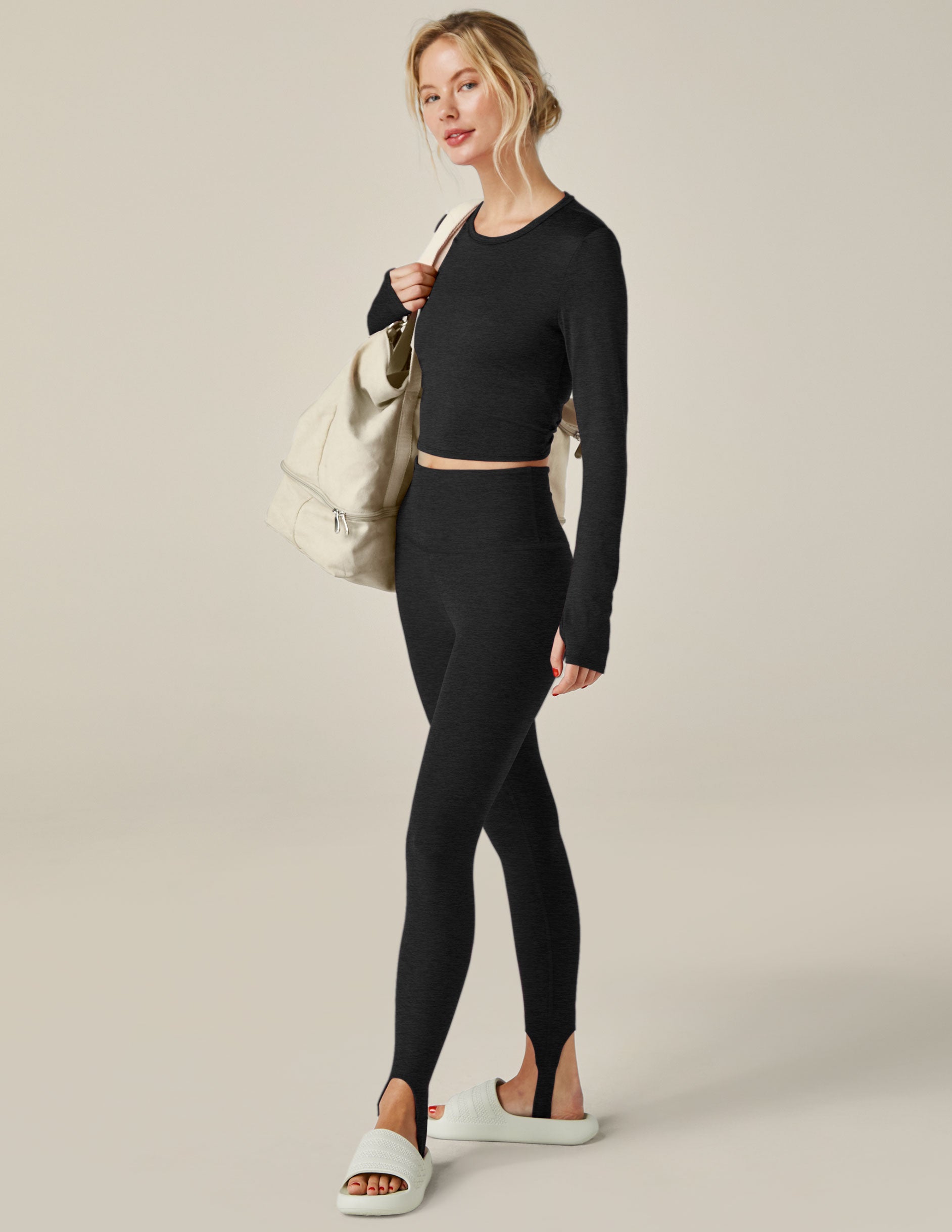 black open back cropped pullover