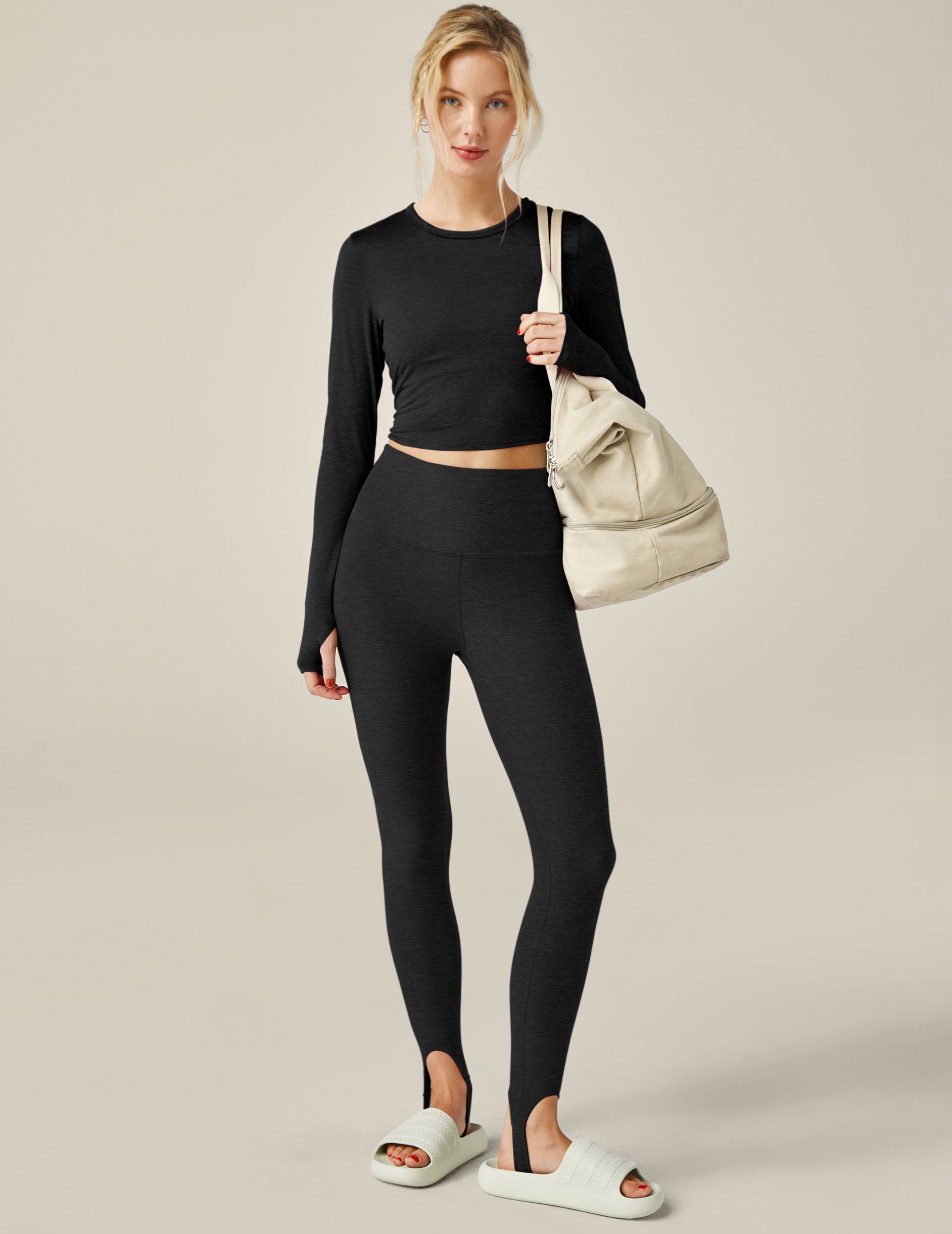 black open back cropped pullover