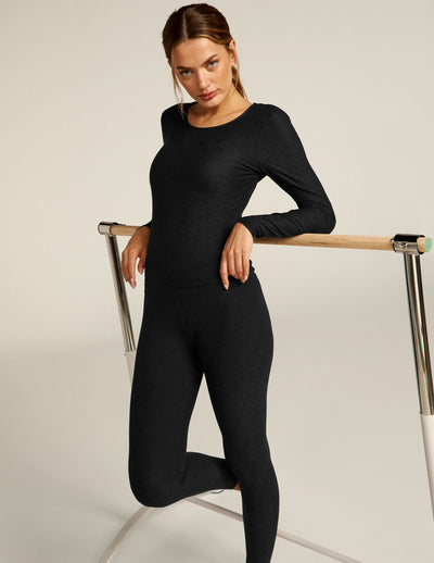 black long sleeve pullover with Open back with twisted strap detail