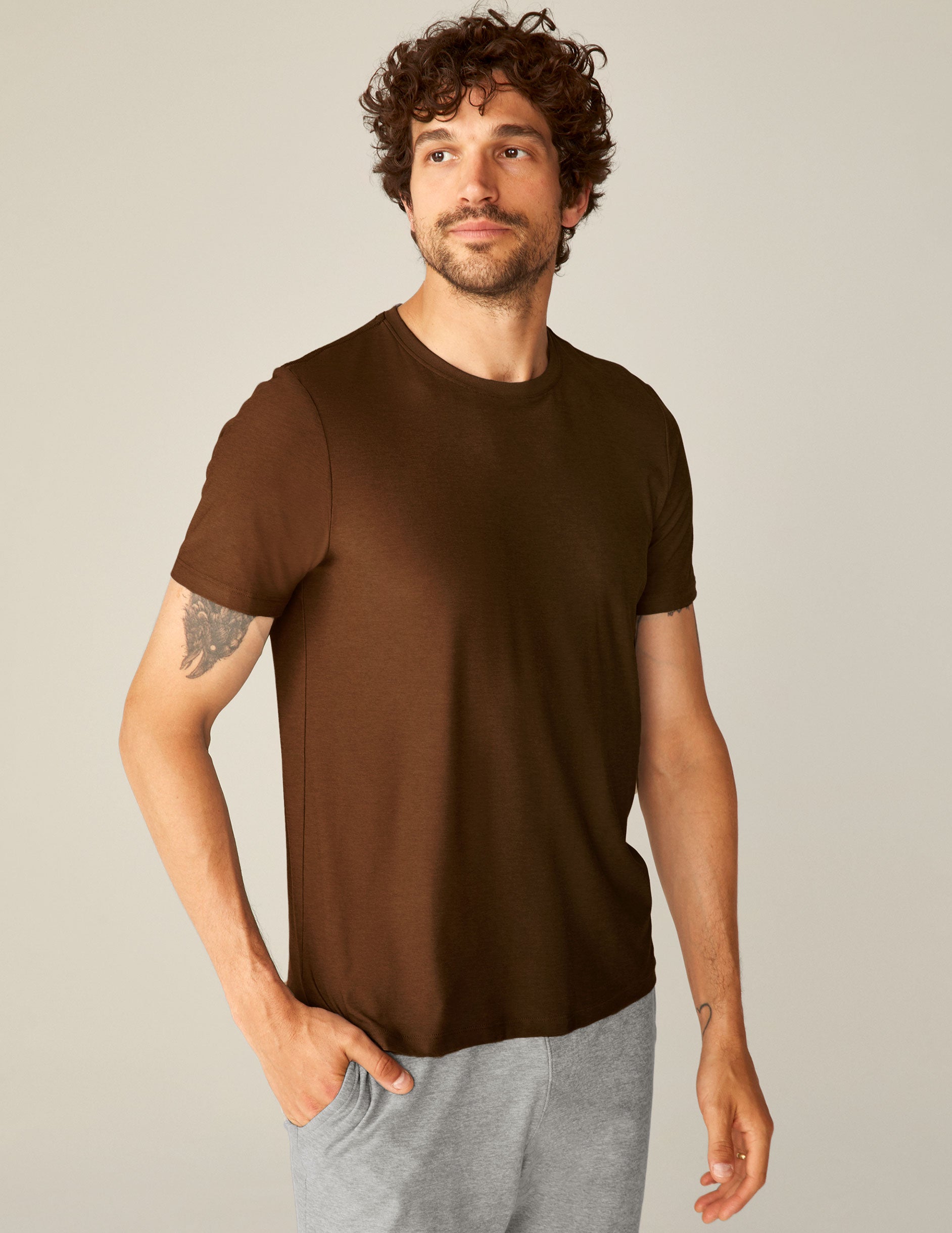 mens brown short sleeve top