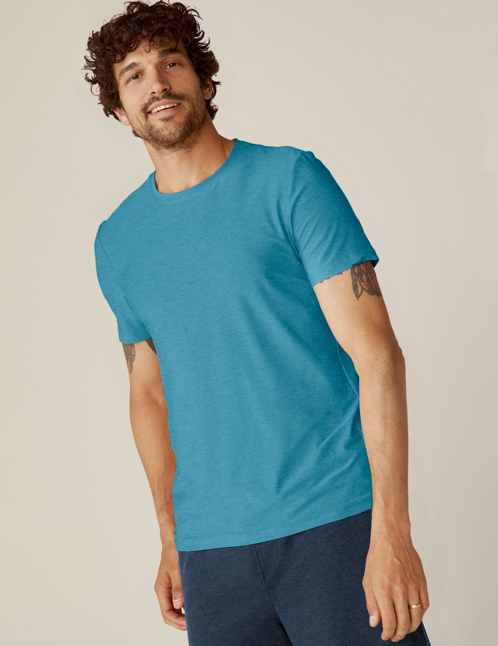 blue short sleeve men's t-shirt. 