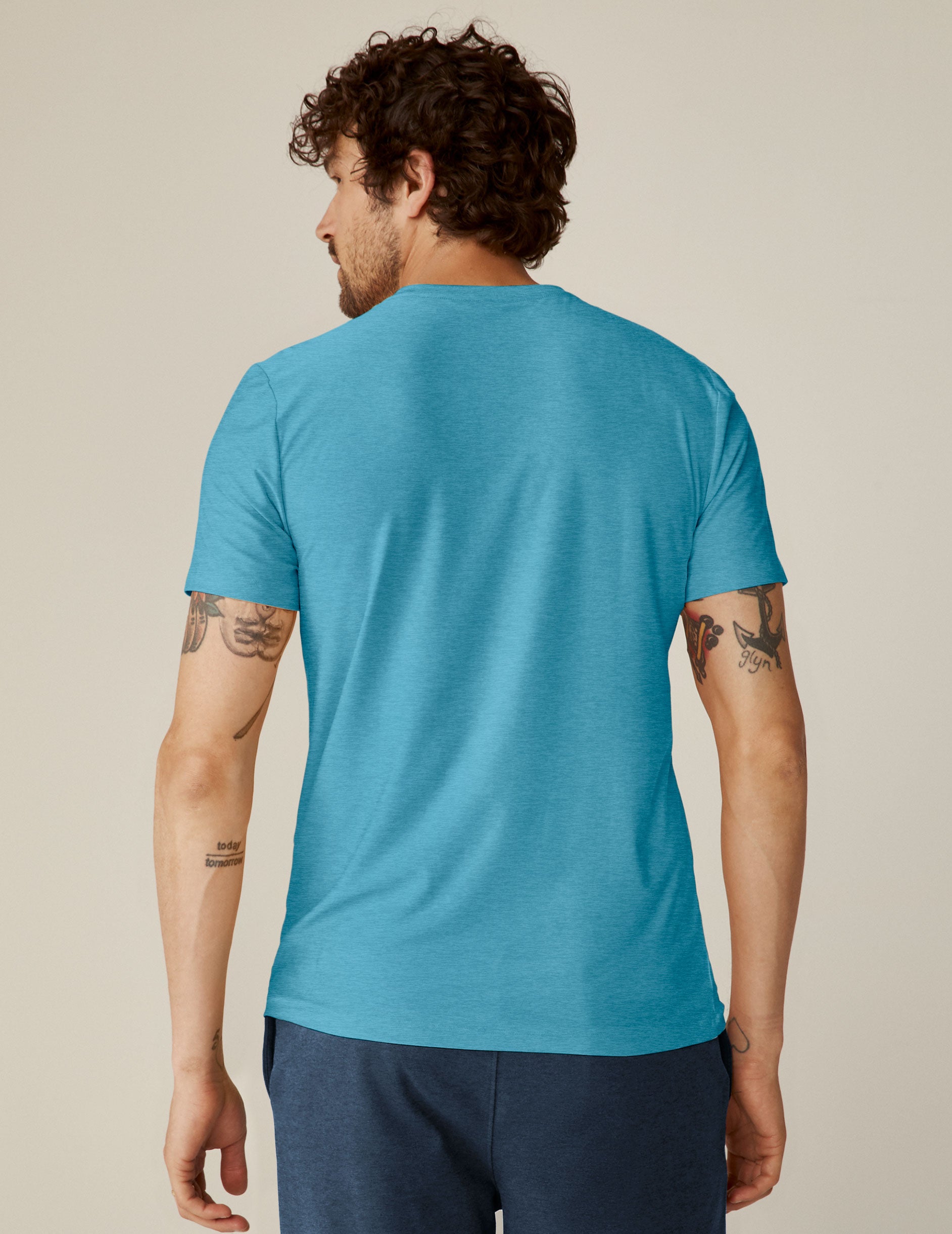 blue short sleeve men's t-shirt. 