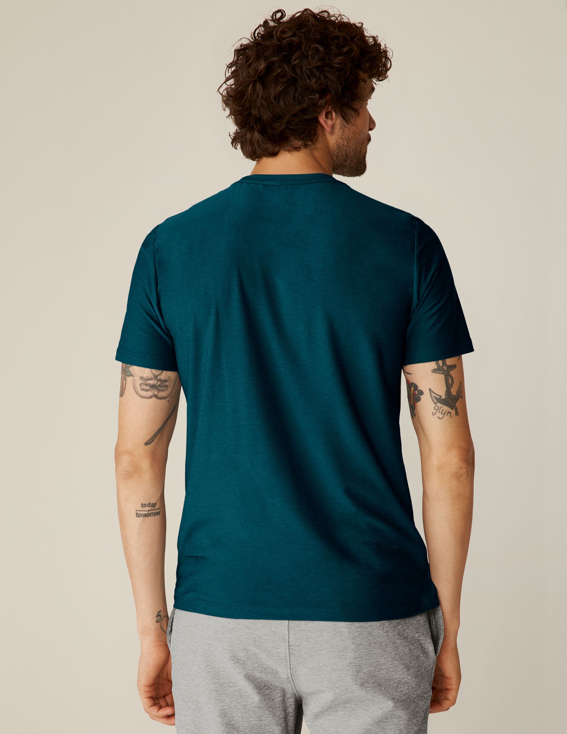 blue mens short sleeve top. 