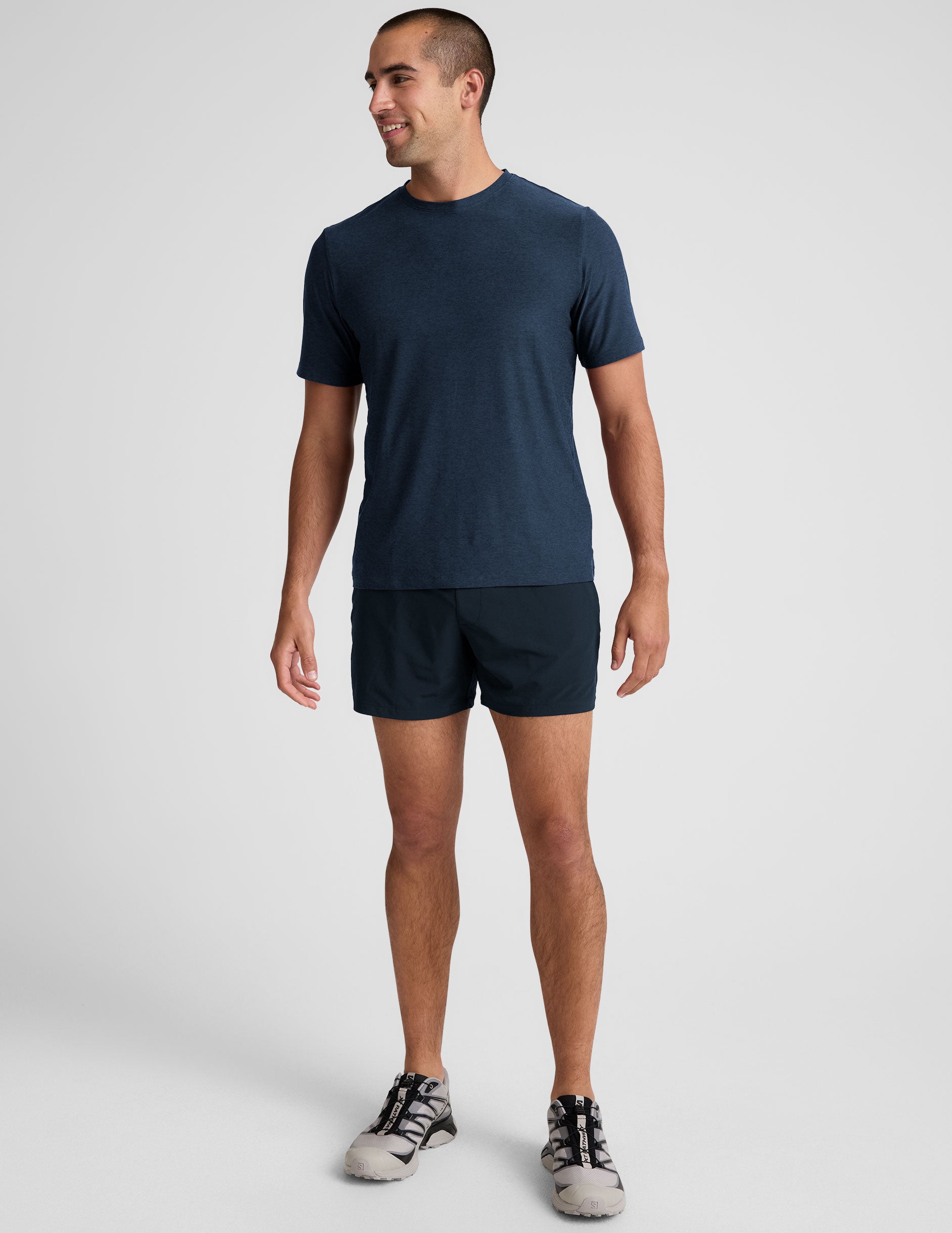 blue men's t-shirt.