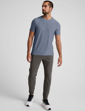 mens blue short sleeve shirt. 
