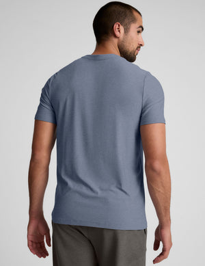 mens blue short sleeve shirt. 