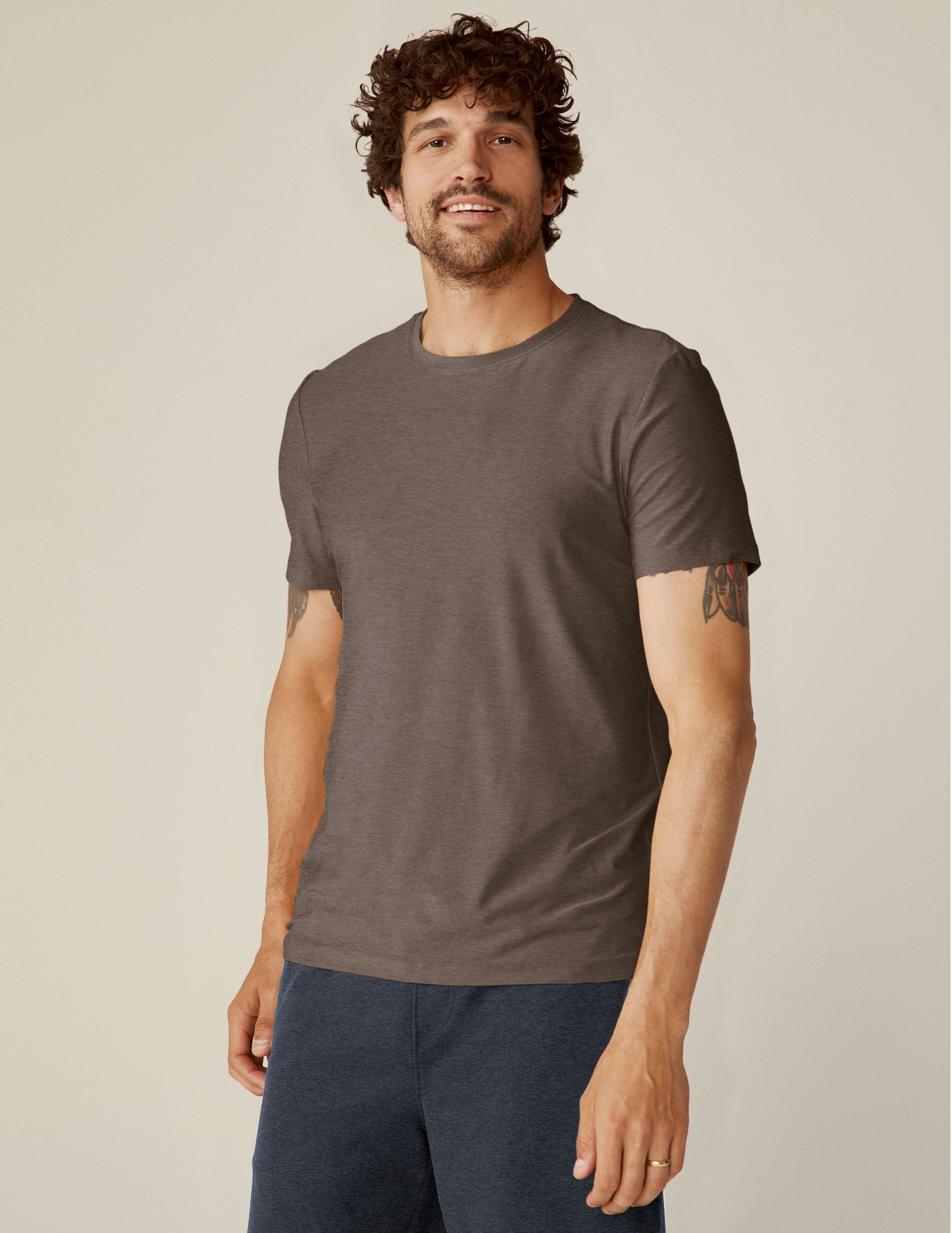 brown men's short sleeve crew neck t-shirt. 