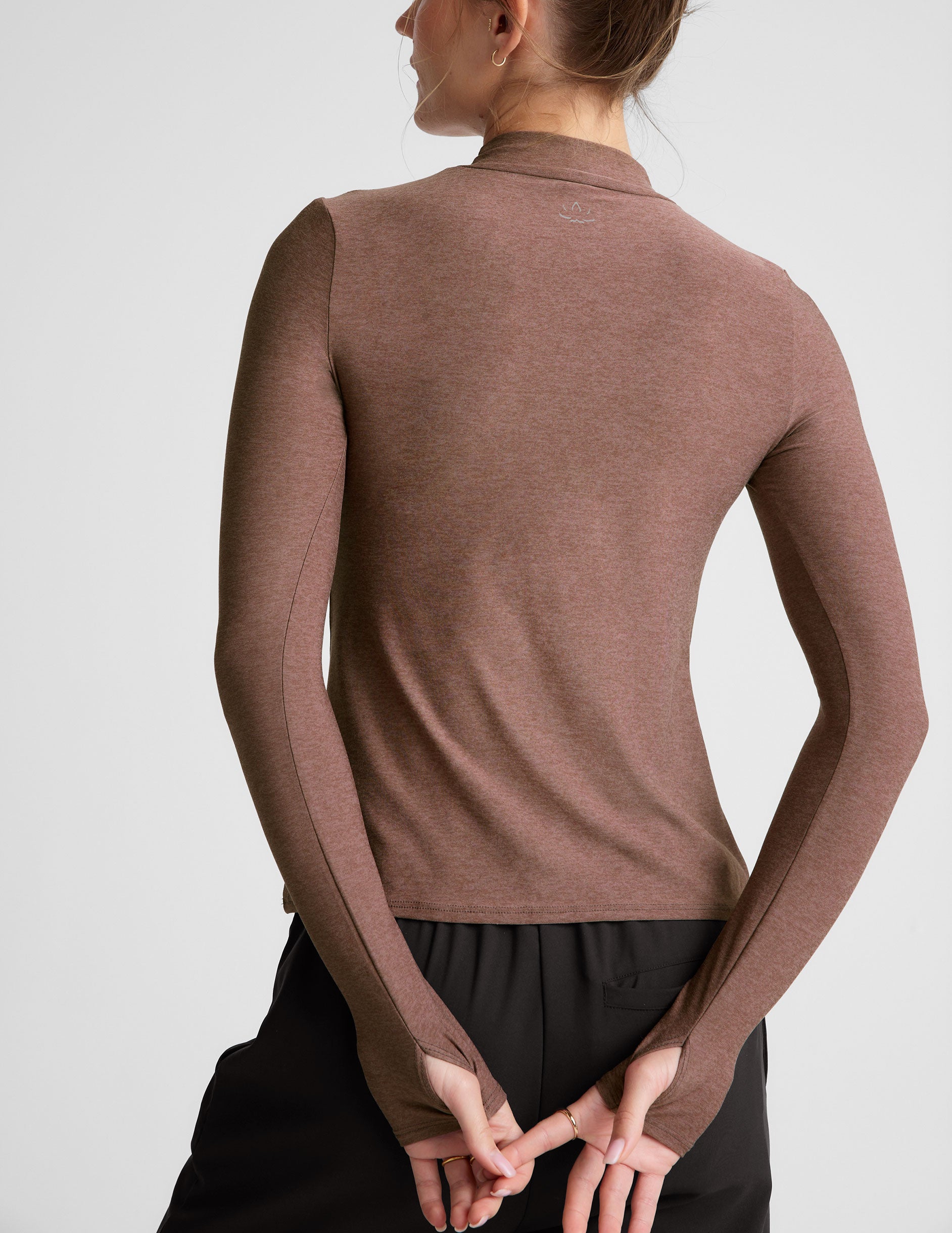 brown mock neck top