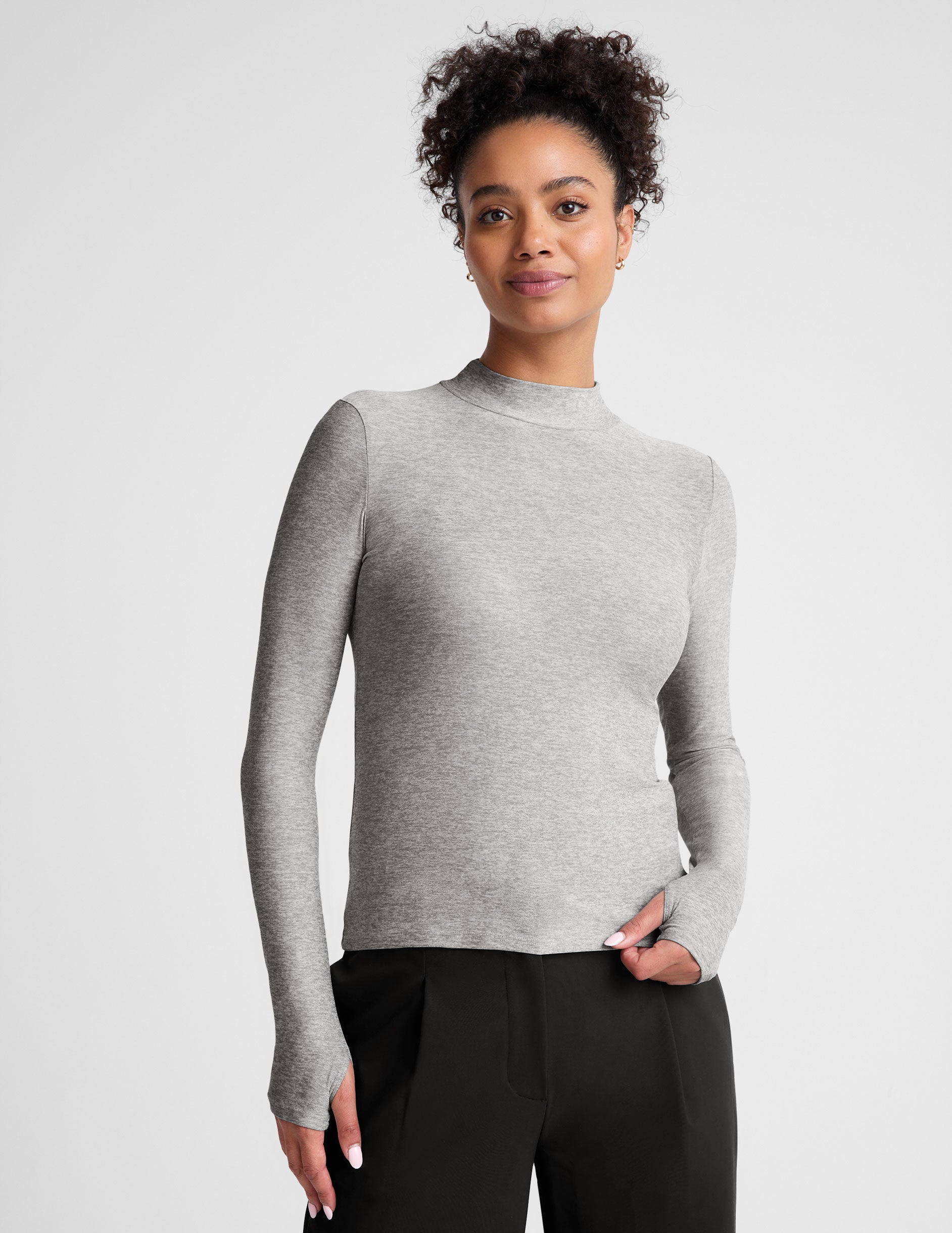 silver mock neck top