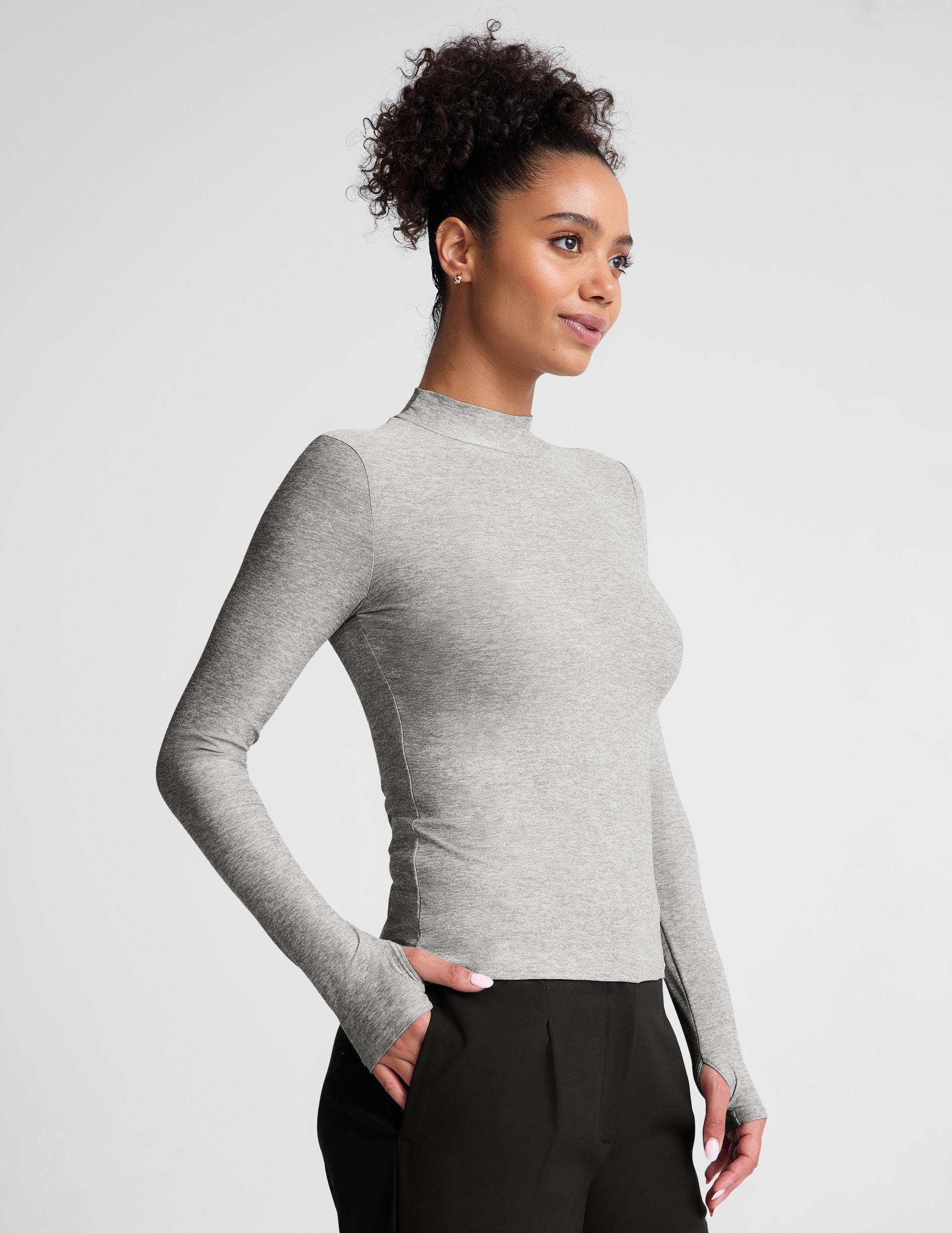 silver mock neck top