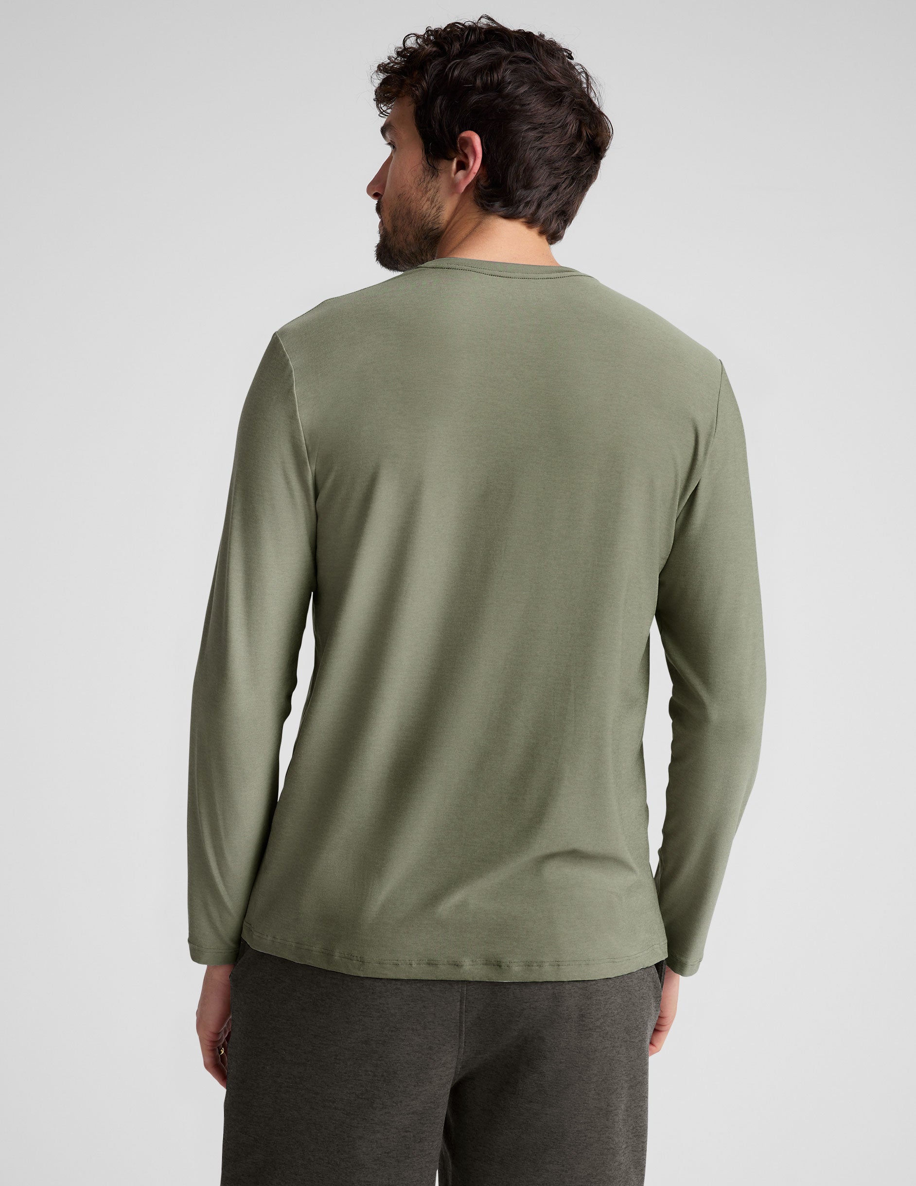 green men's long sleeve crew neck top. 