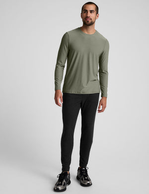 green men's long sleeve crew neck top. 