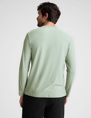 green men's long sleeve crew neck top. 