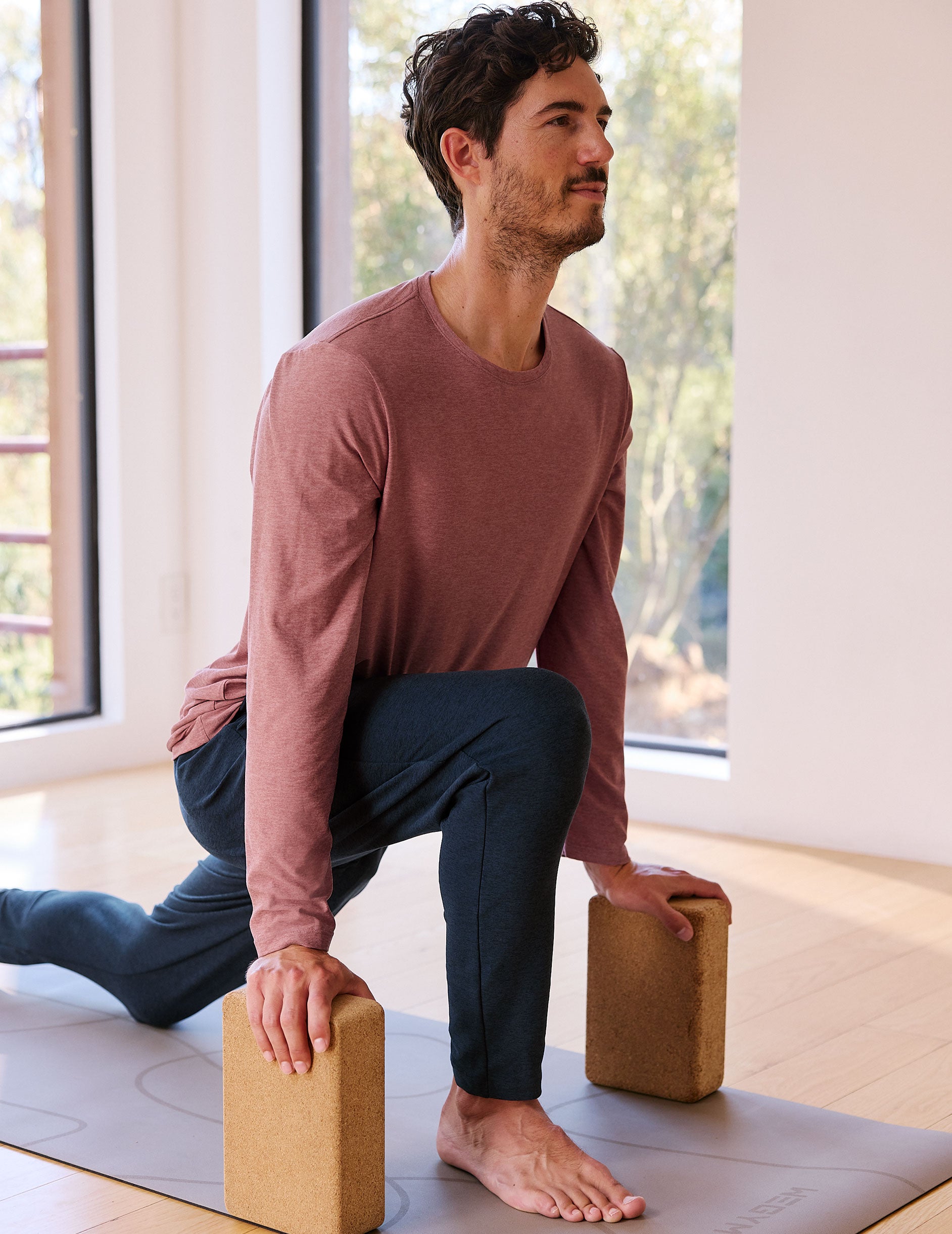 pink long sleeve crewneck top. 