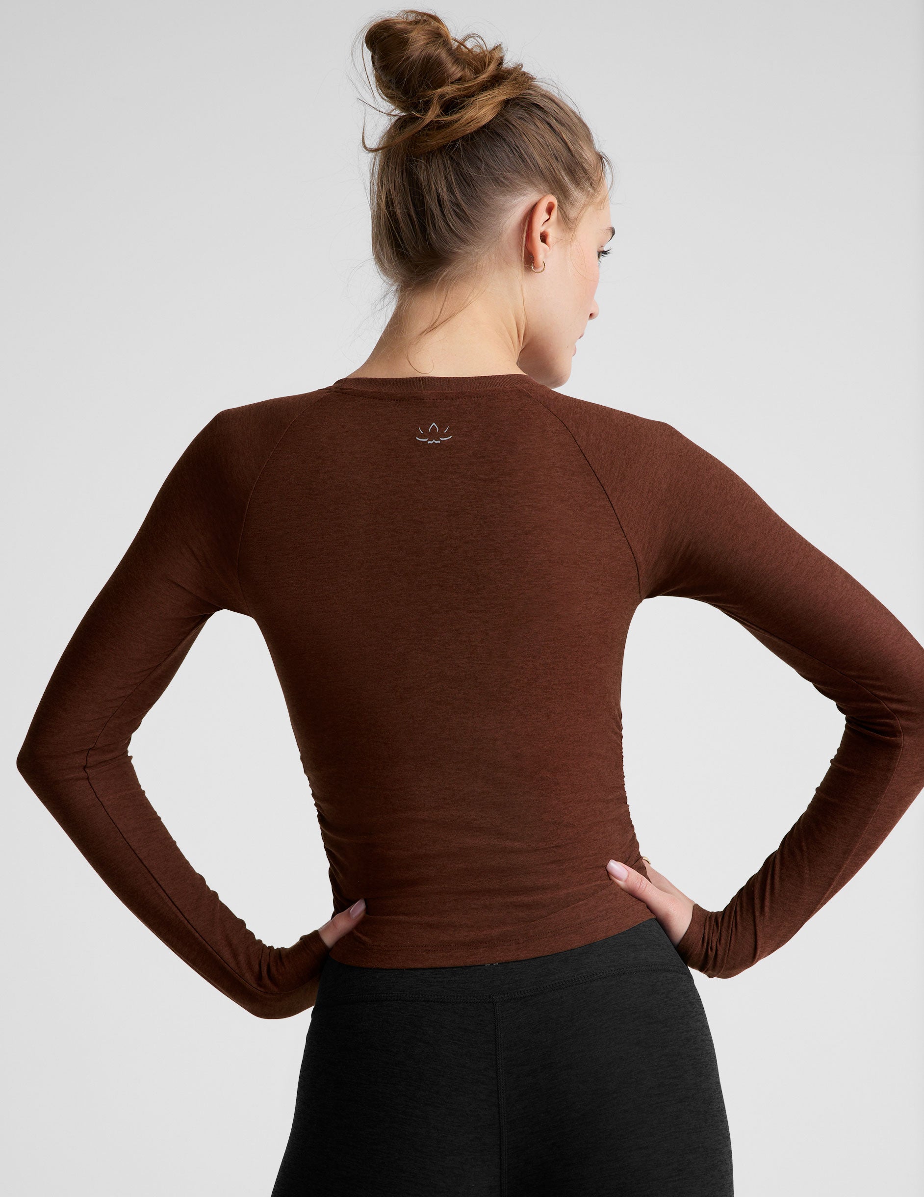 brown long sleeve top.