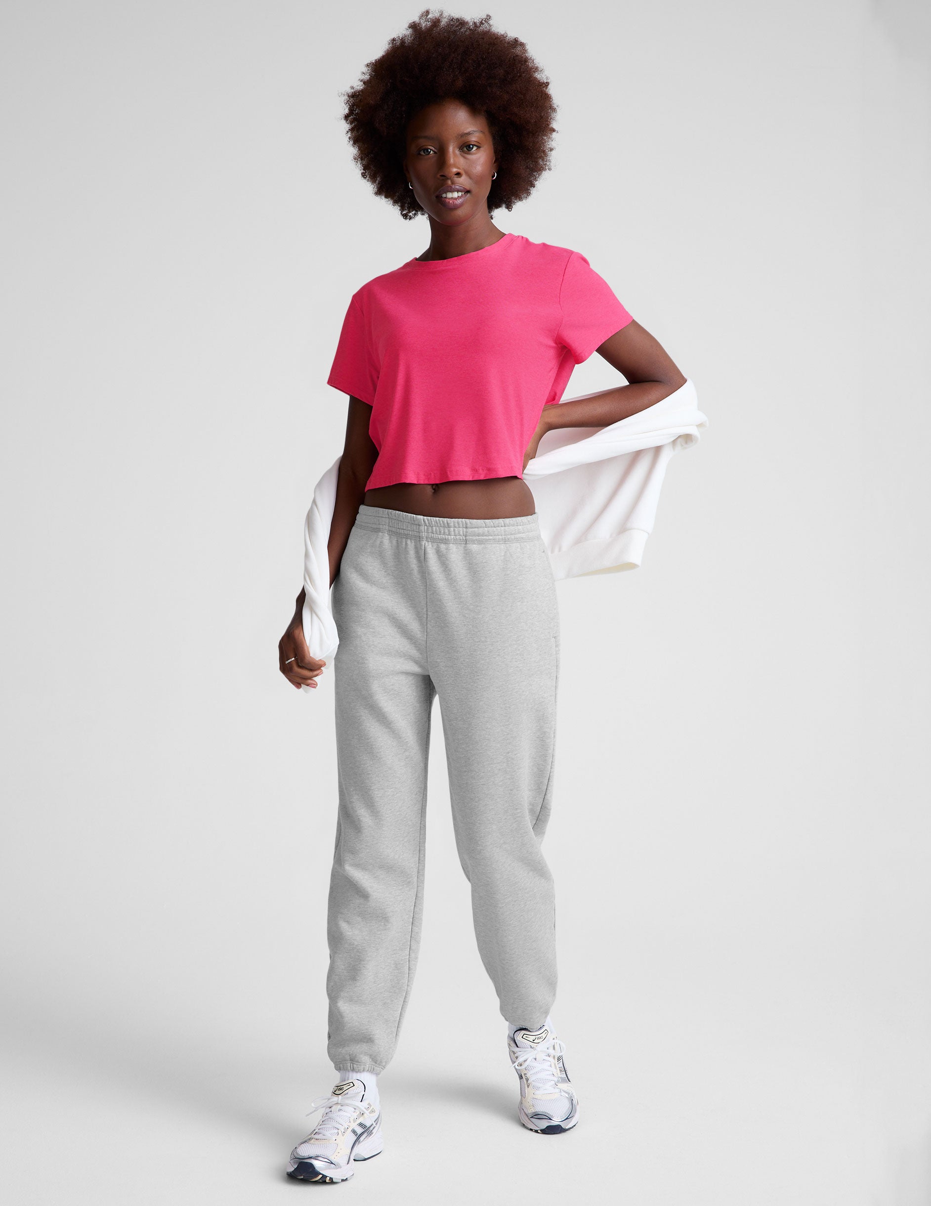 pink cropped tee