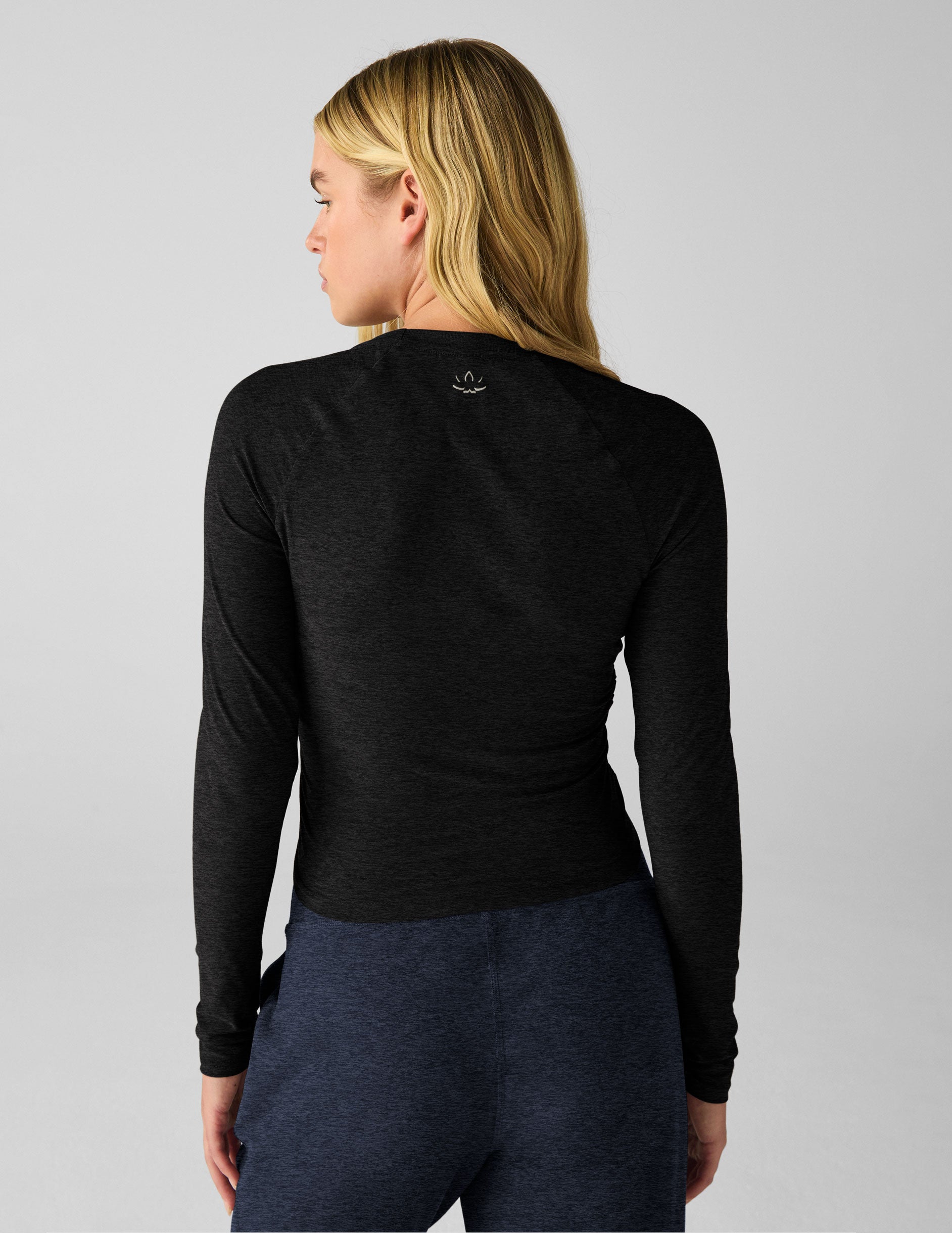 black long sleeve crew neck shirt.