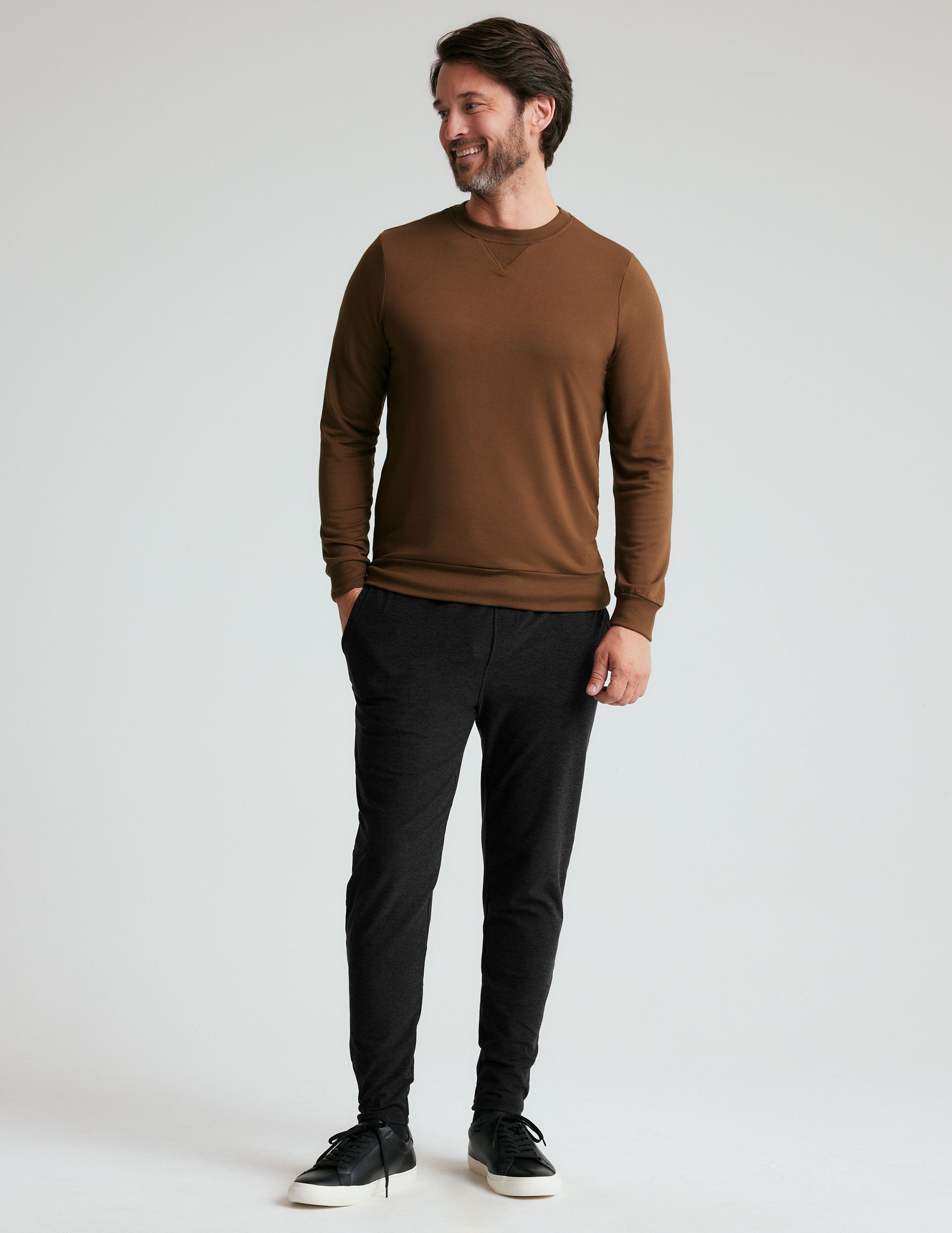 brown mens long sleeve pullover. 