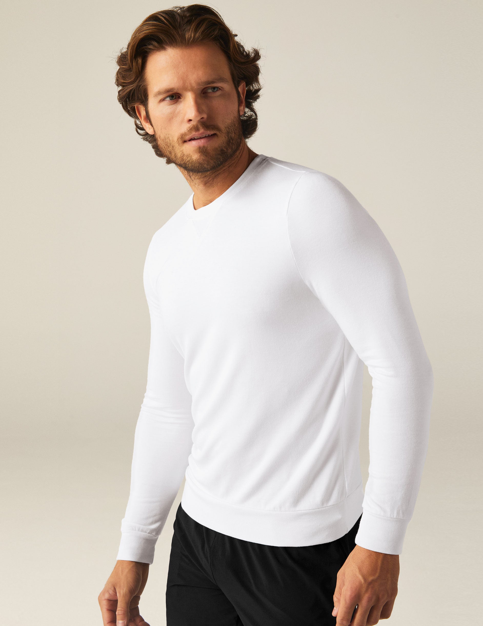 white mens long sleeve pullover.