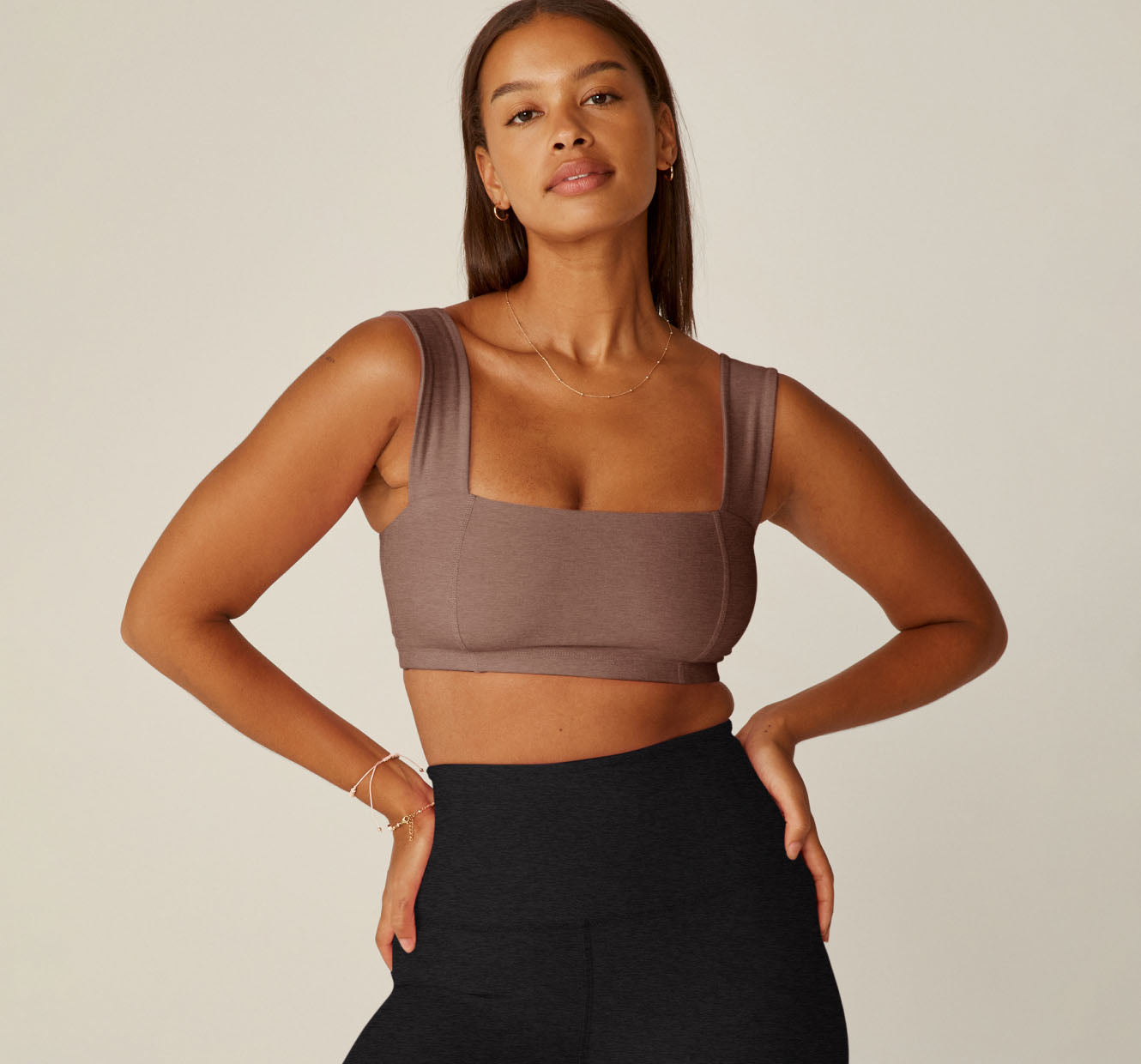 brown square neck bra