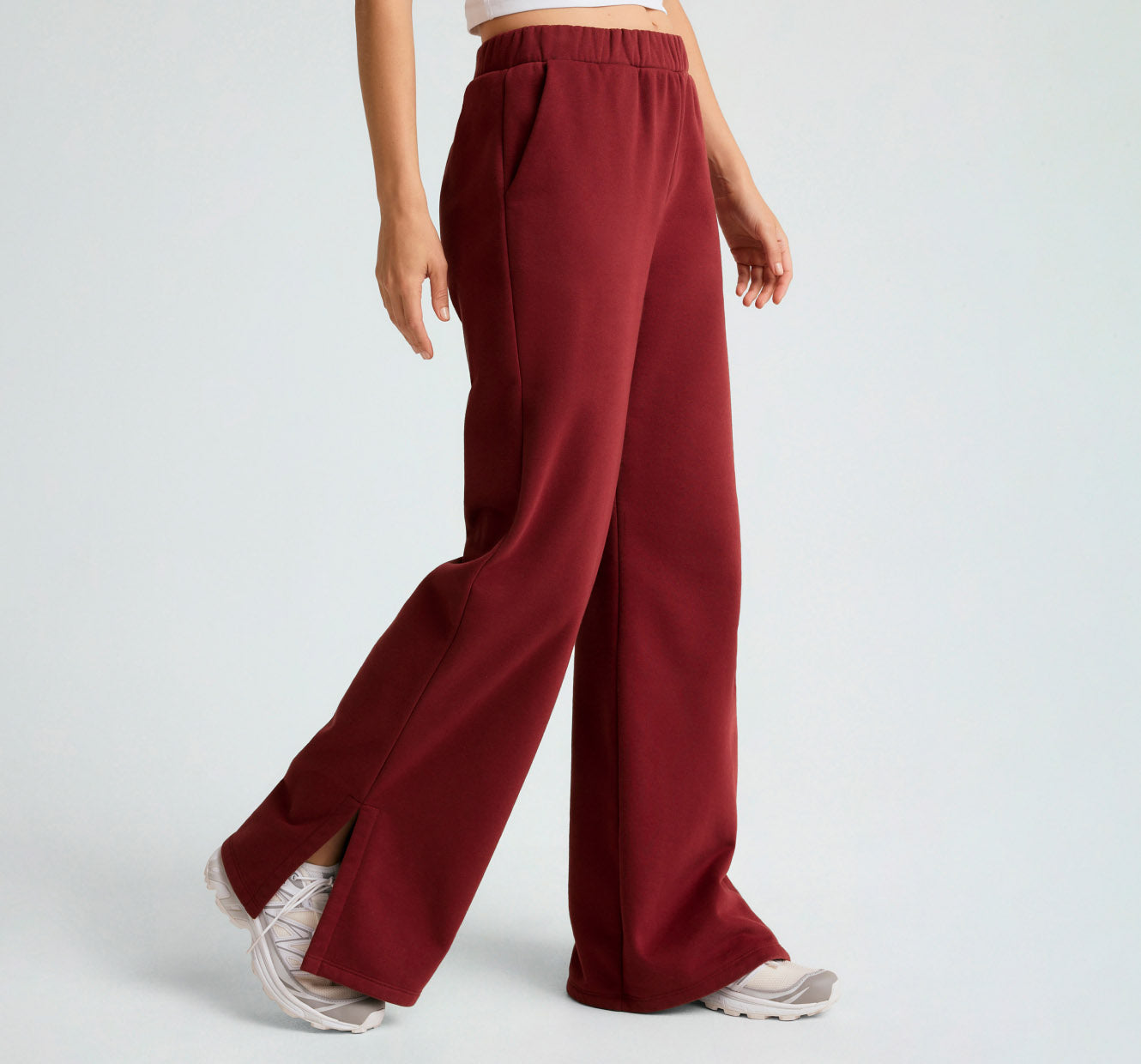 red wide leg pant