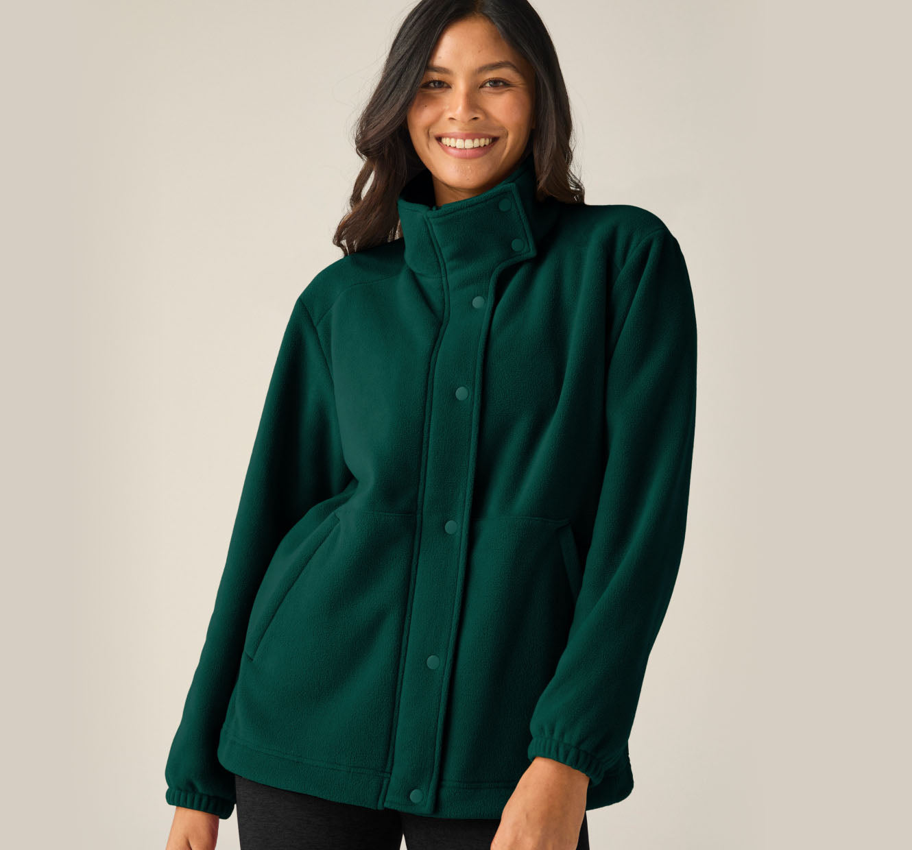 green button down fleece jacket