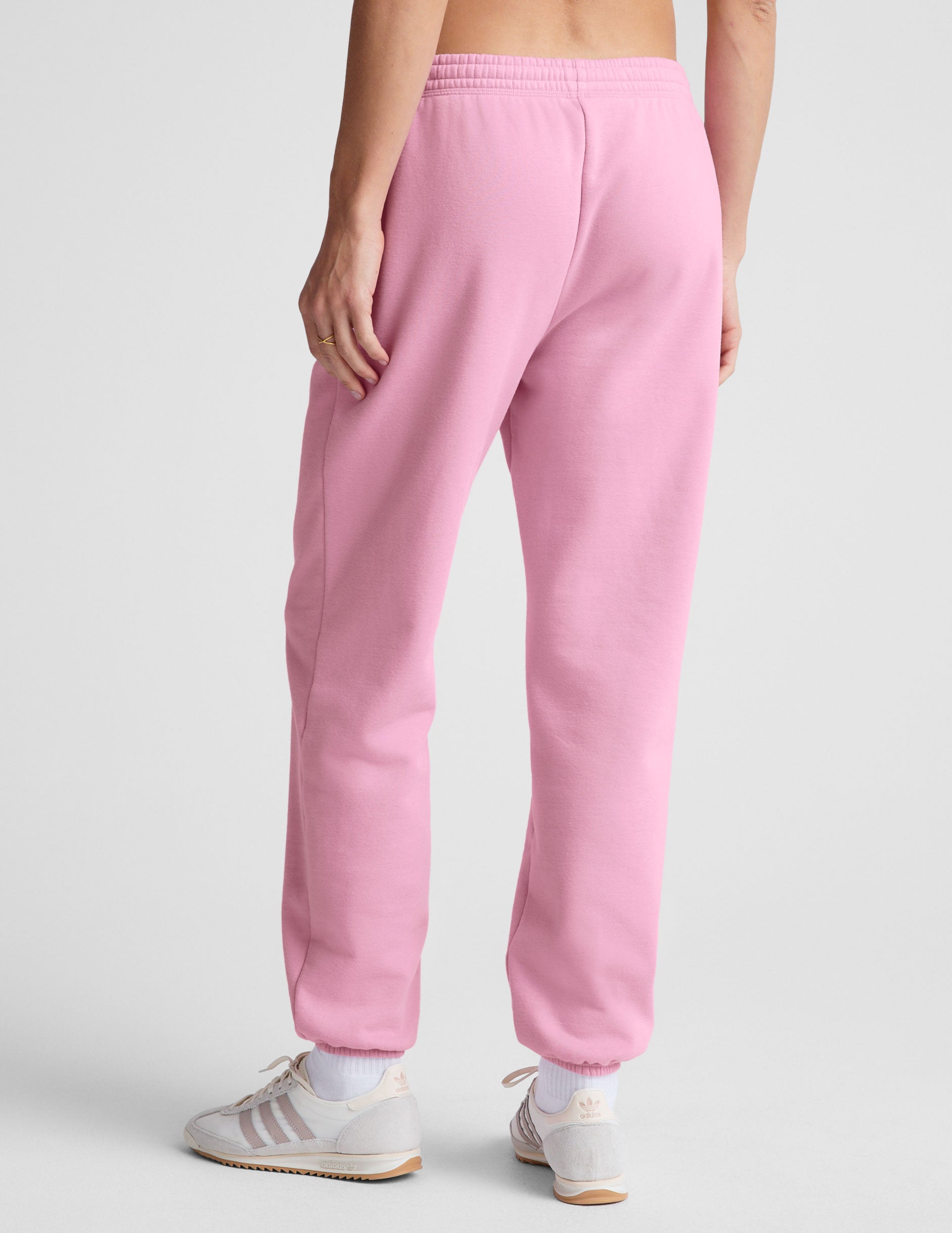 pink jogger pants. 