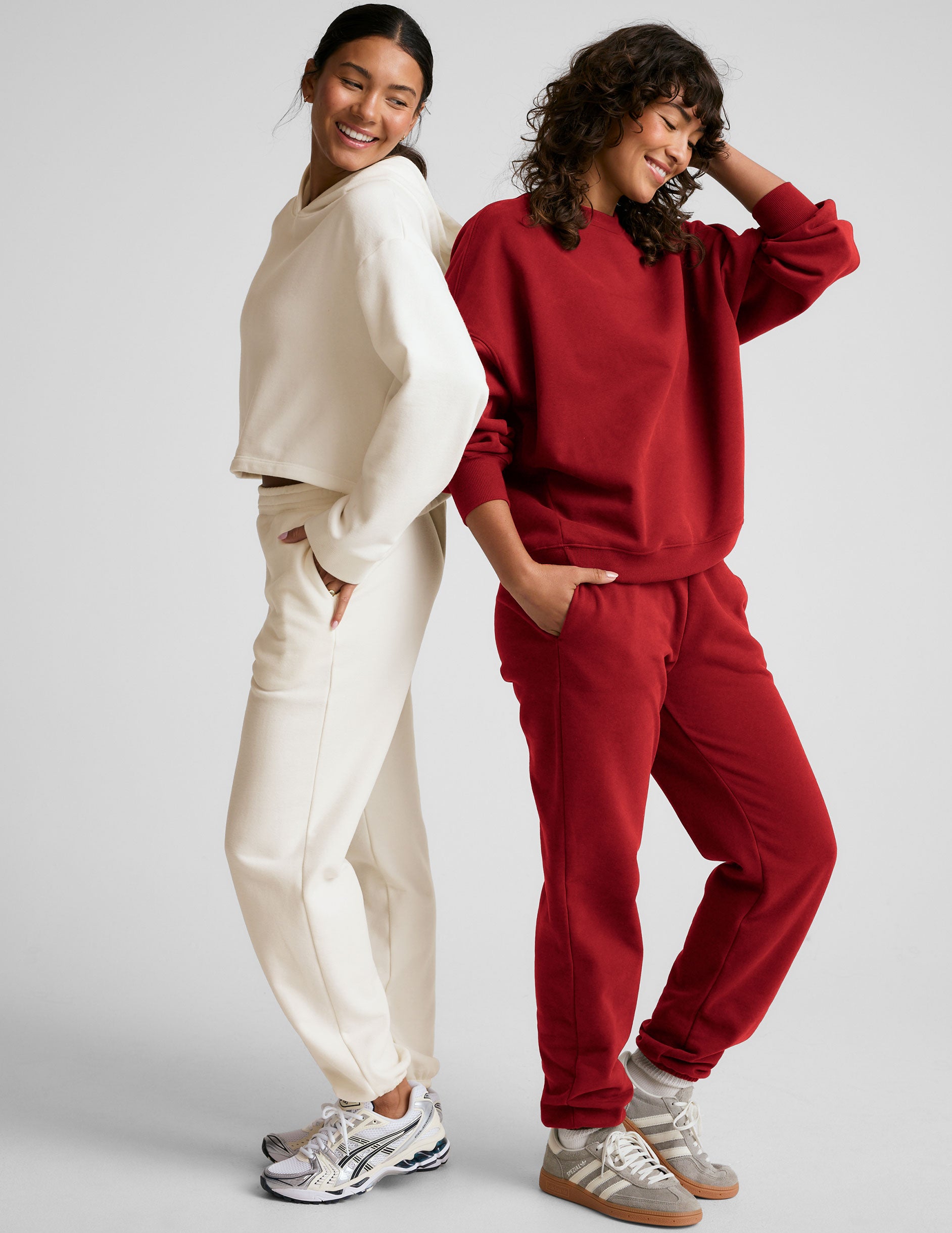 red jogger style sweatpant