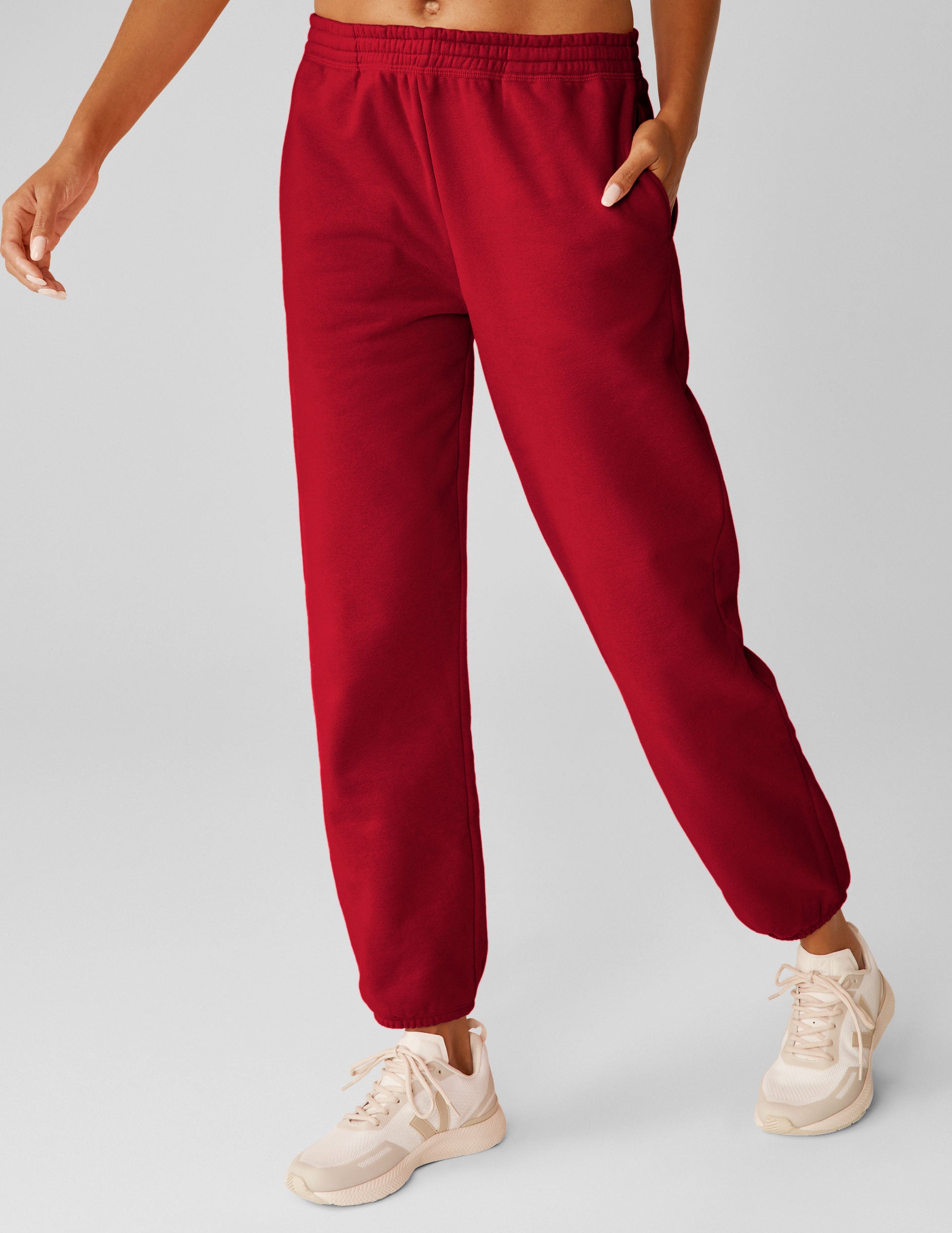 red jogger style sweatpant