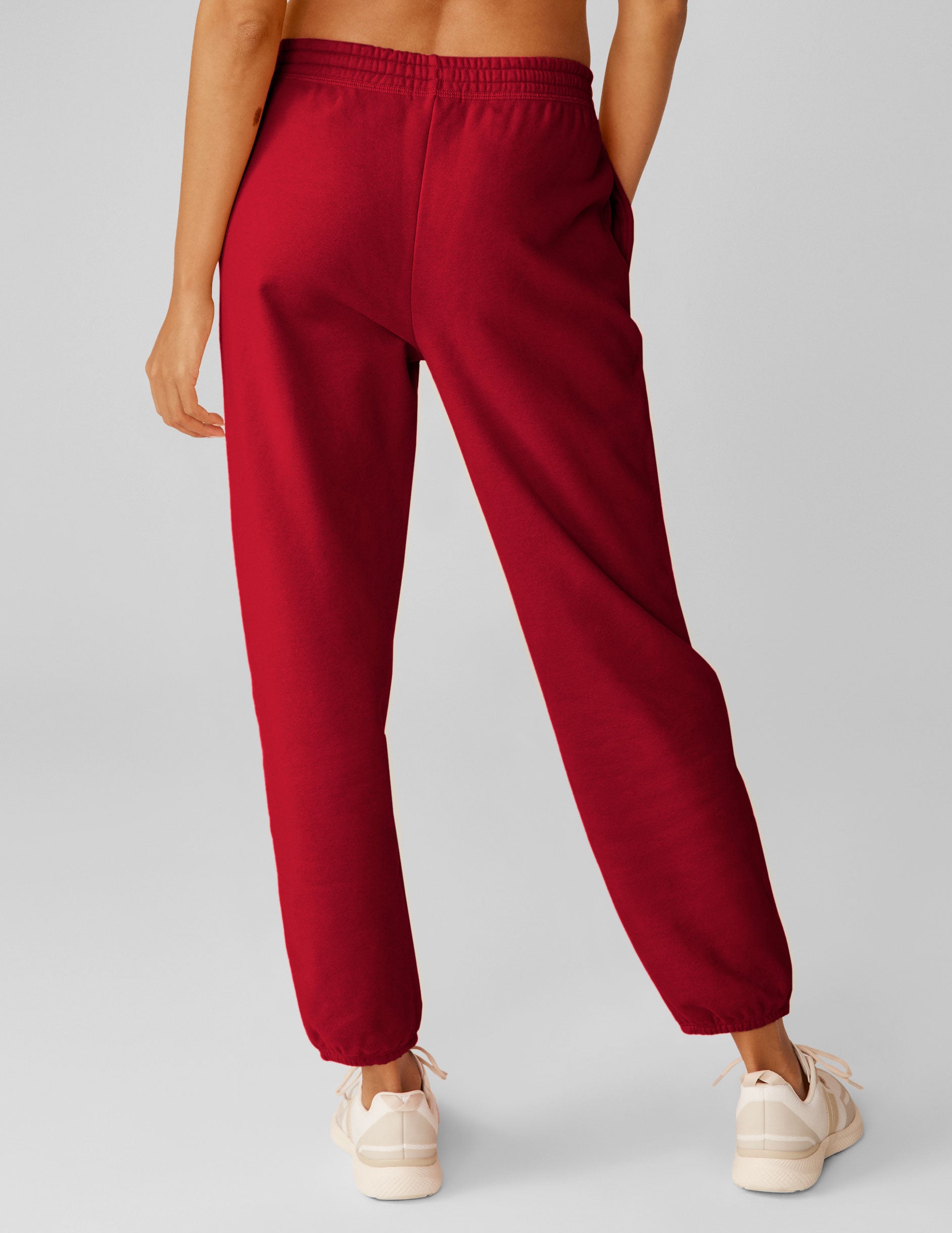 red jogger style sweatpant