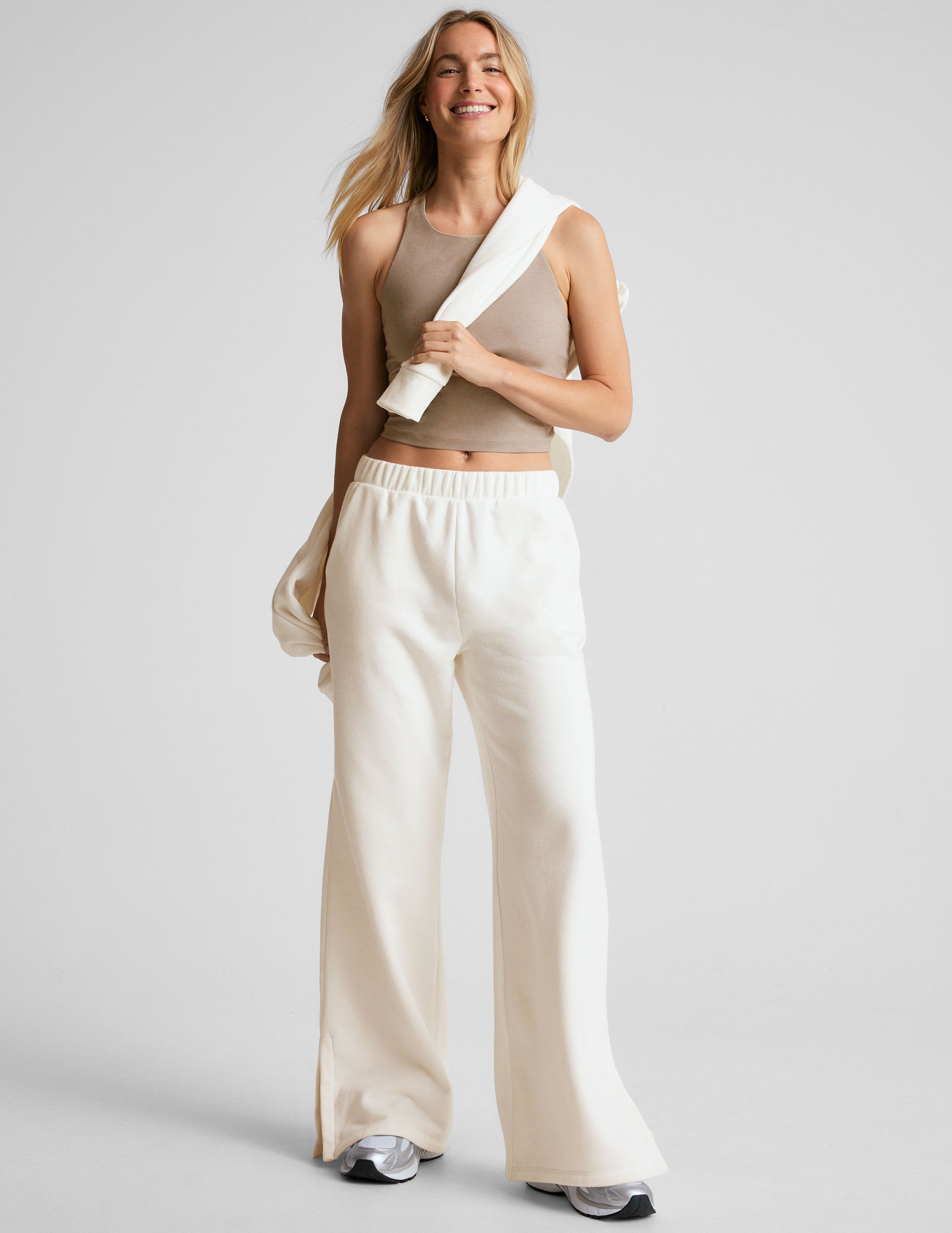 white wide leg sweatpant