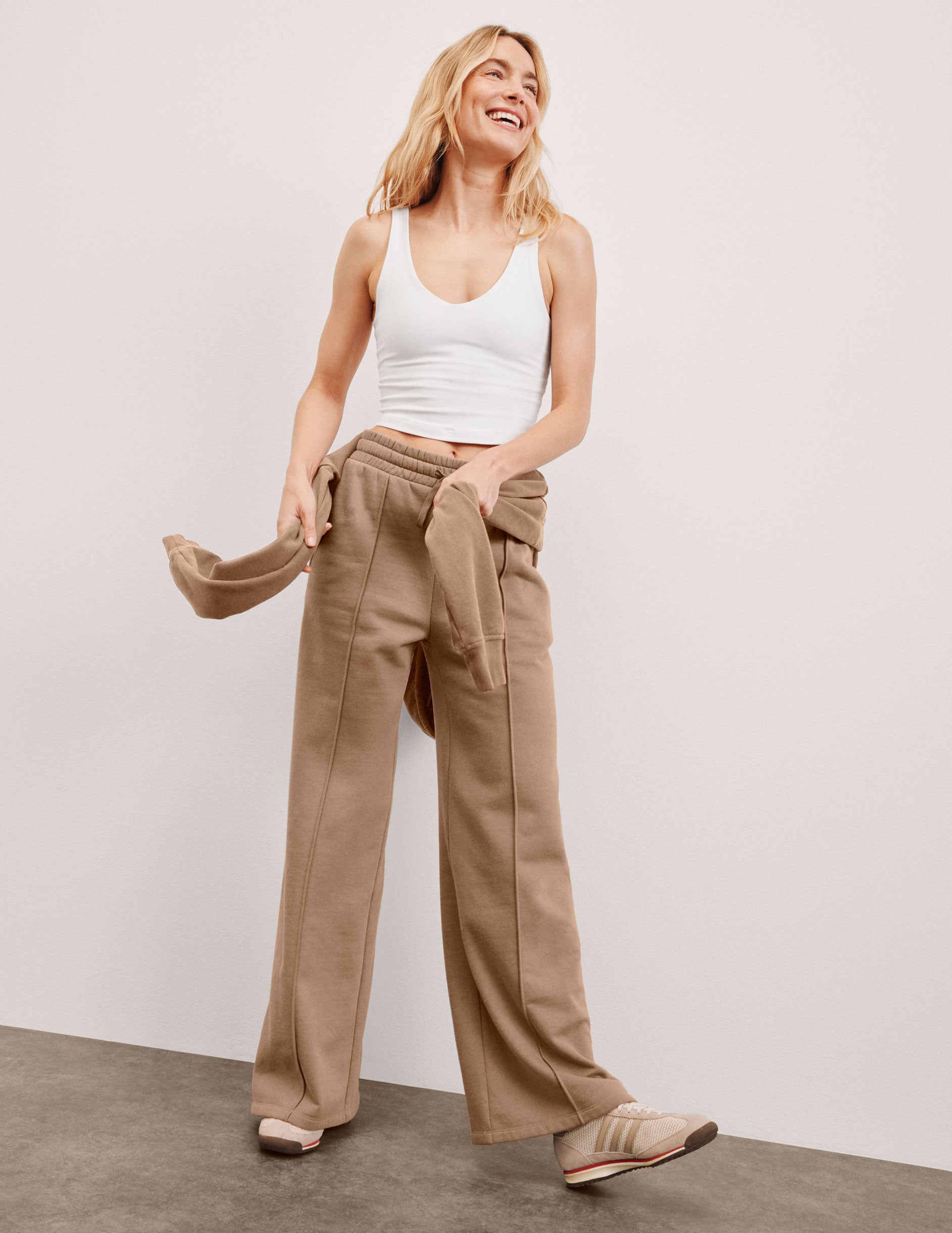 Wide Leg LuxeFleece Pintuck Pants - Desert Sand | Beyond Yoga