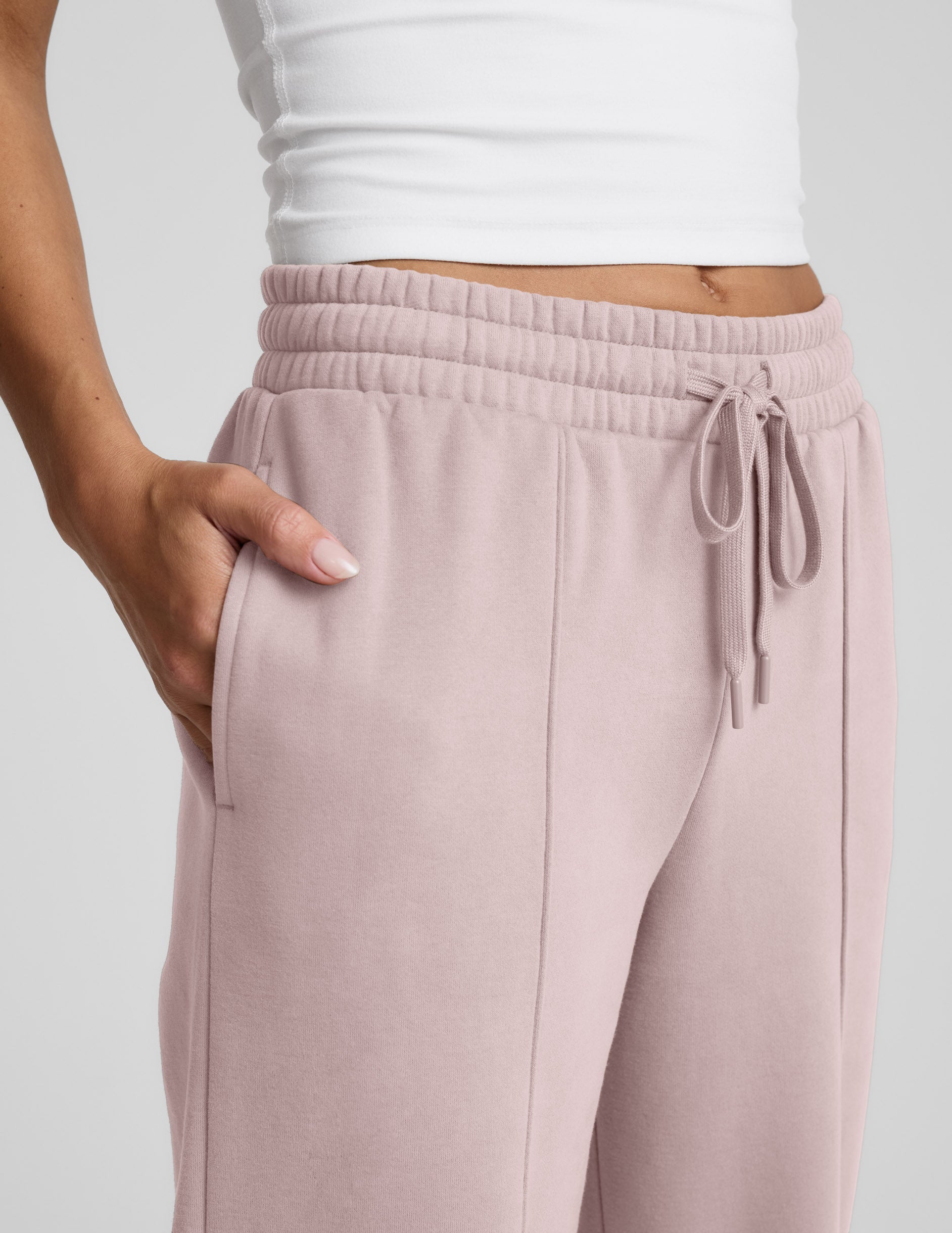 Wide Leg Pintuck LuxeFleece Pants - Pale Pink | Beyond Yoga