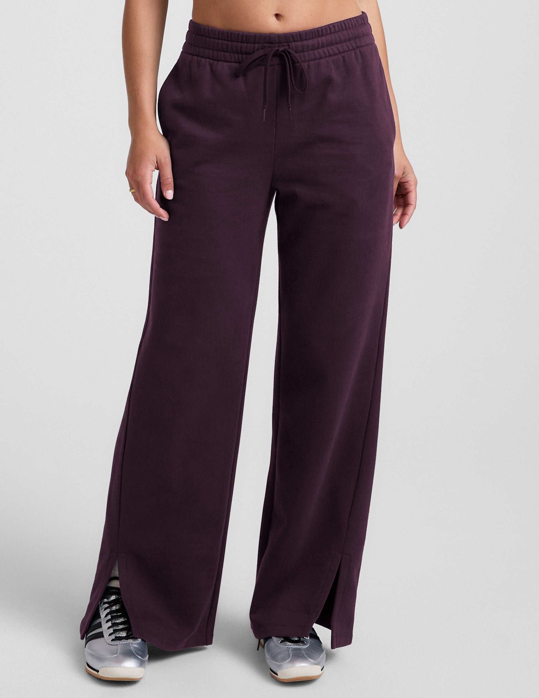 Wide Leg Slit LuxeFleece Pants - Eggplant Purple | Beyond Yoga