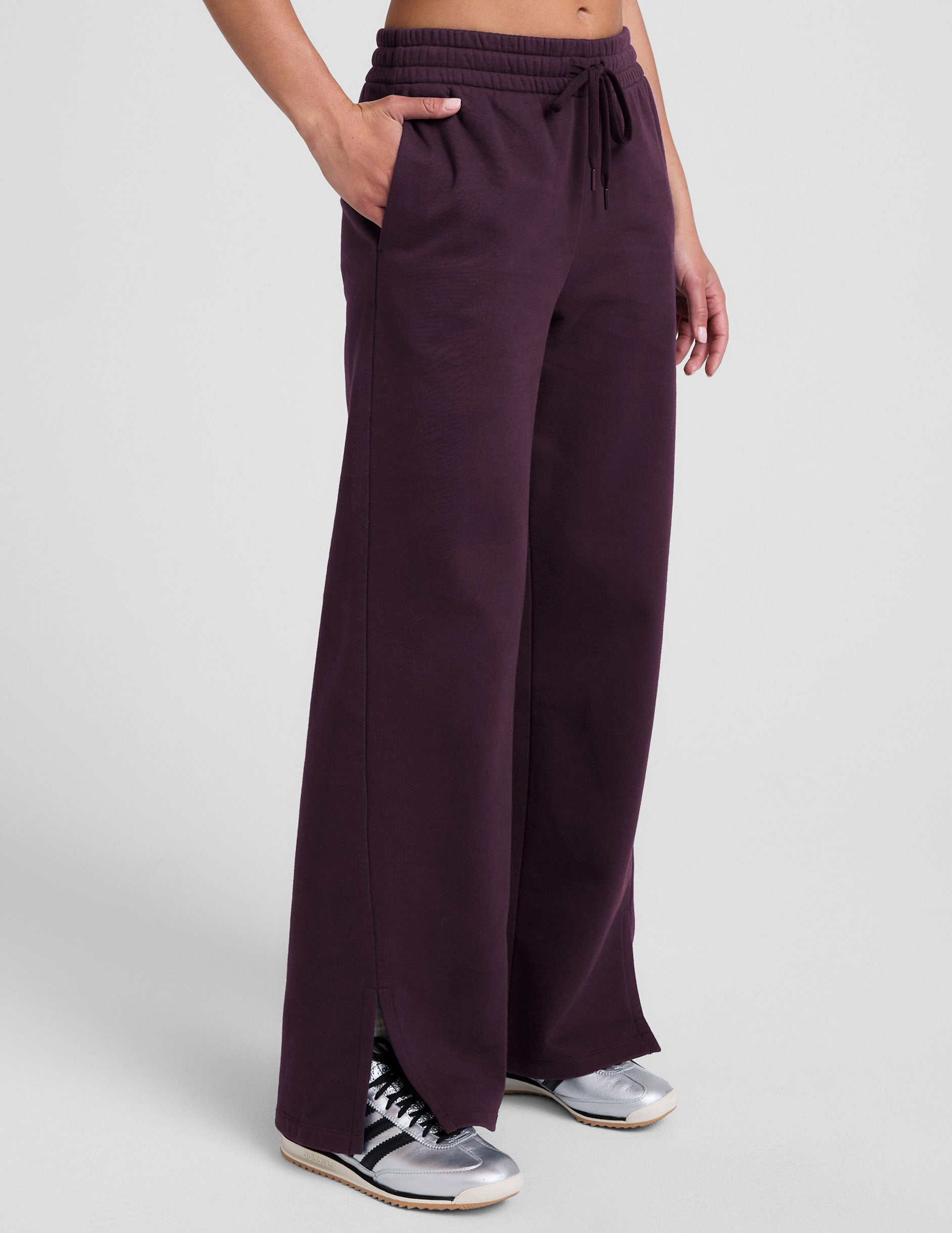 Wide Leg Slit LuxeFleece Pants - Eggplant Purple | Beyond Yoga