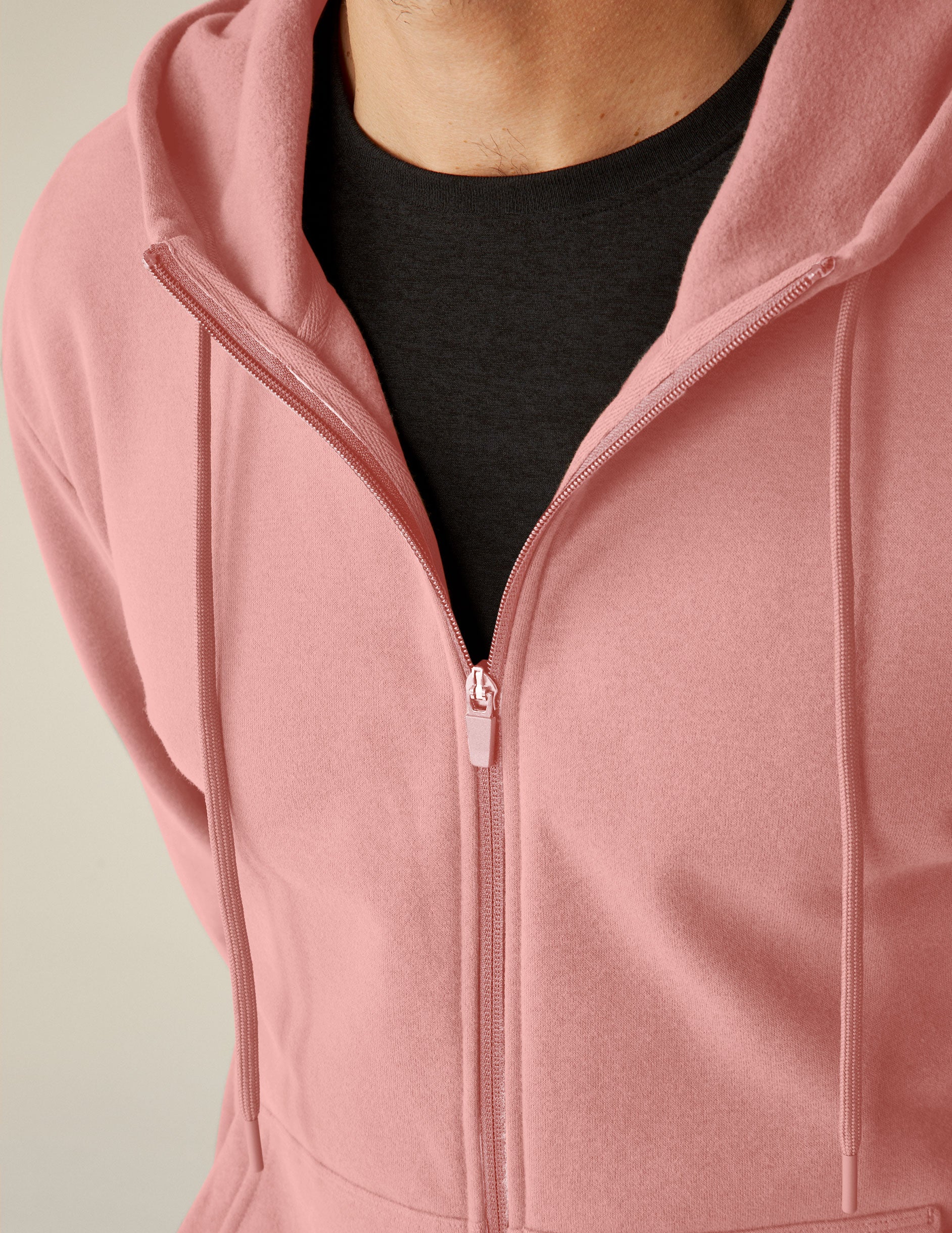 pink men's zip-up hooded jacket. 