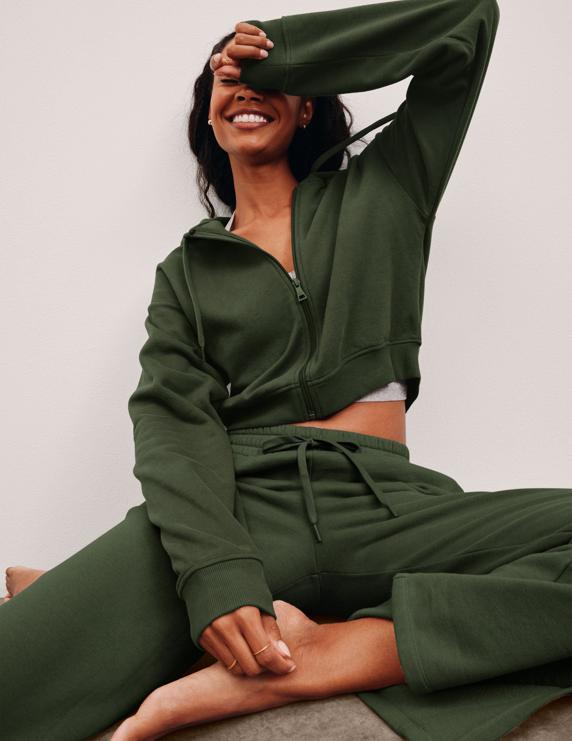 olive green zip up hoodie women's