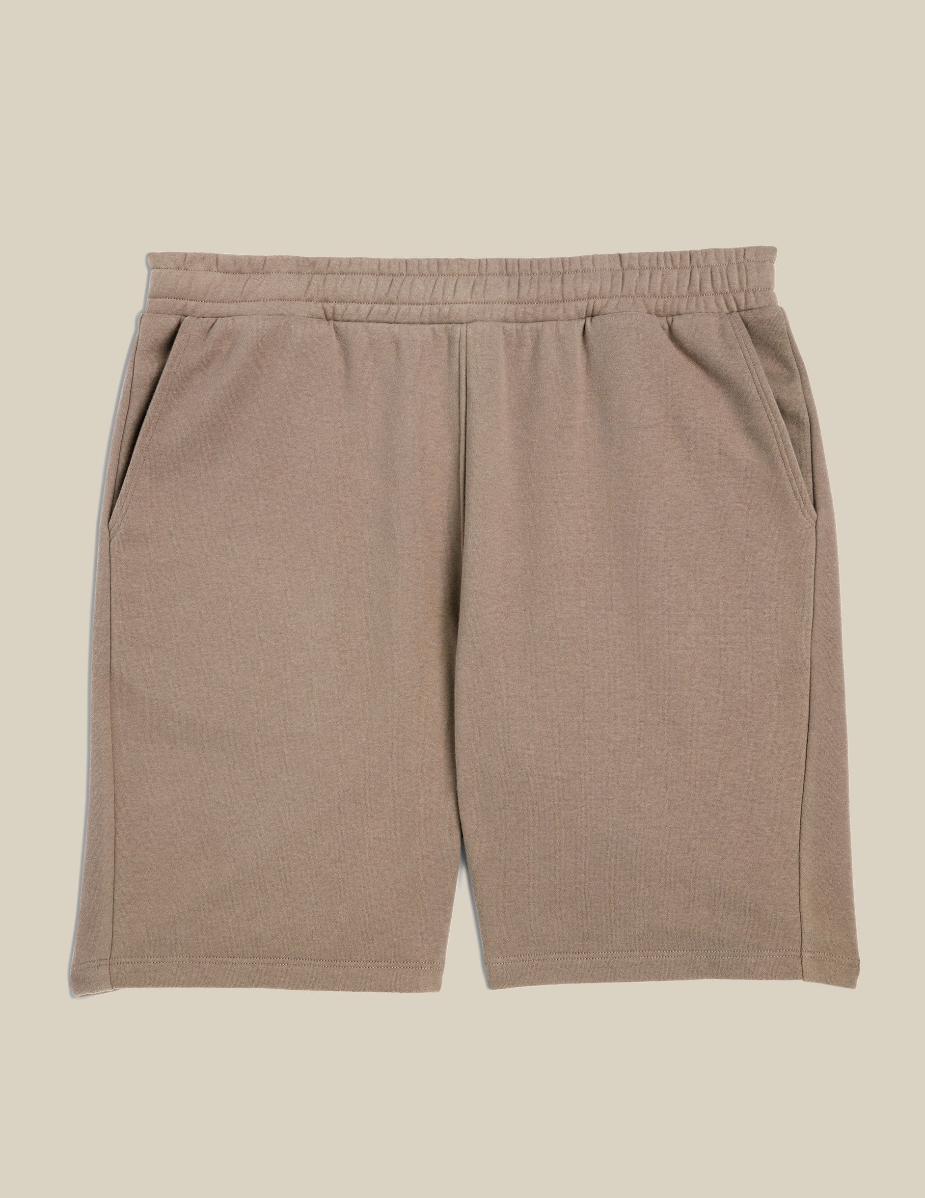 brown mens sweat shorts with pockets.