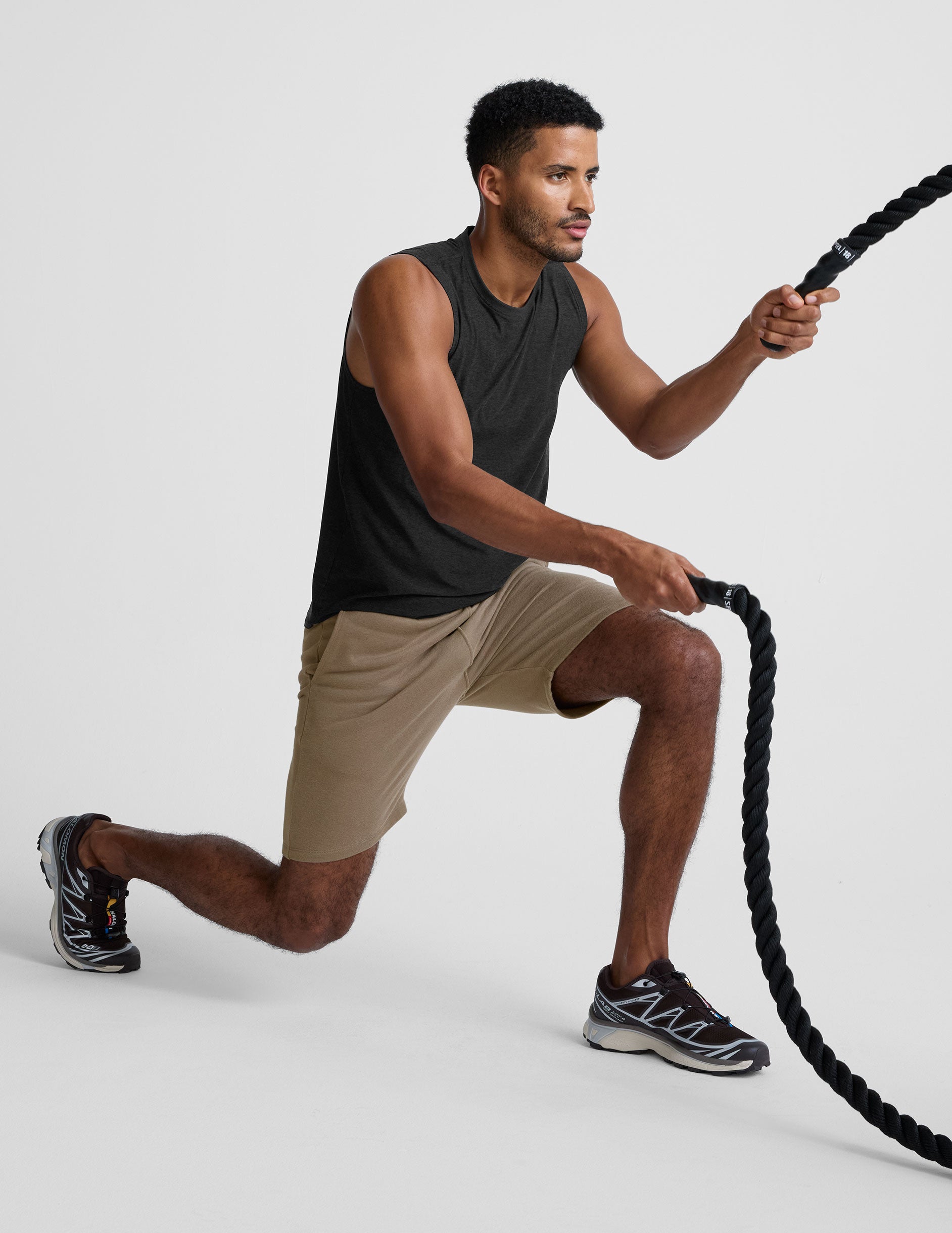 brown mens sweat shorts with pockets.