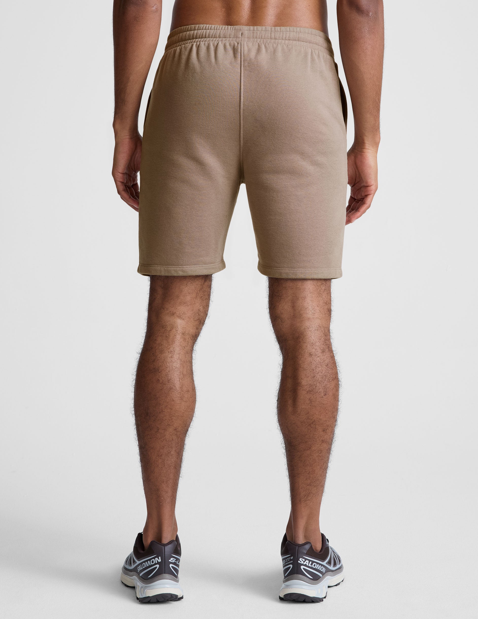 brown mens sweat shorts with pockets.