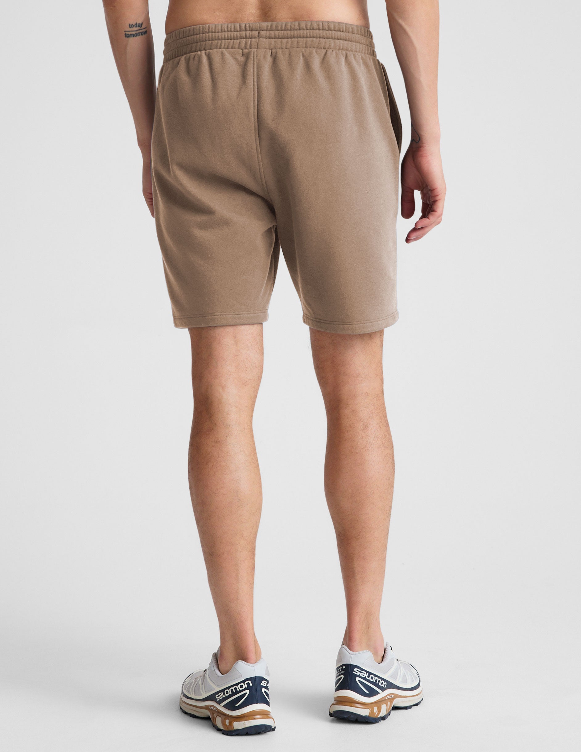 brown mens sweat shorts with pockets.