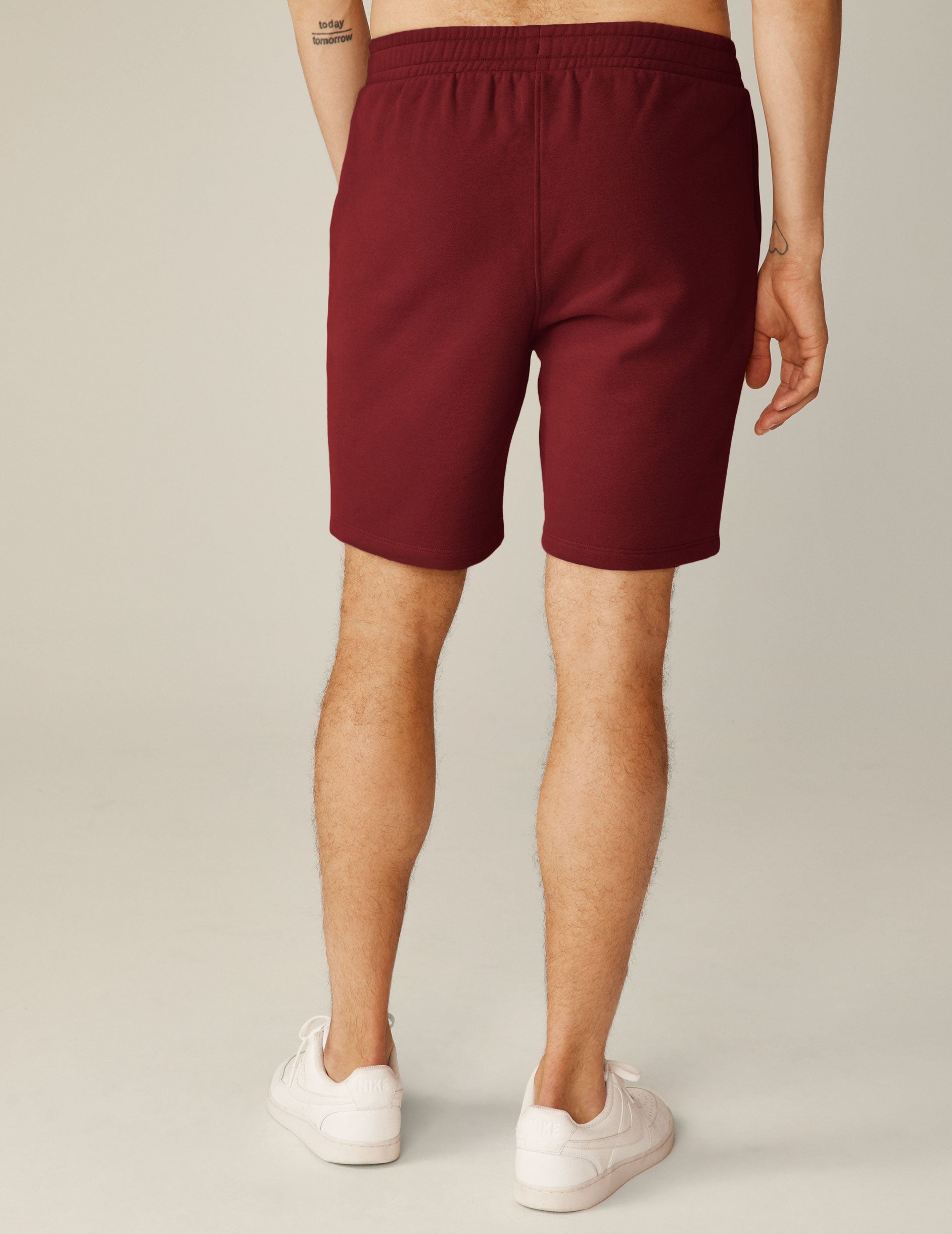 red men's sweat shorts with pockets. 