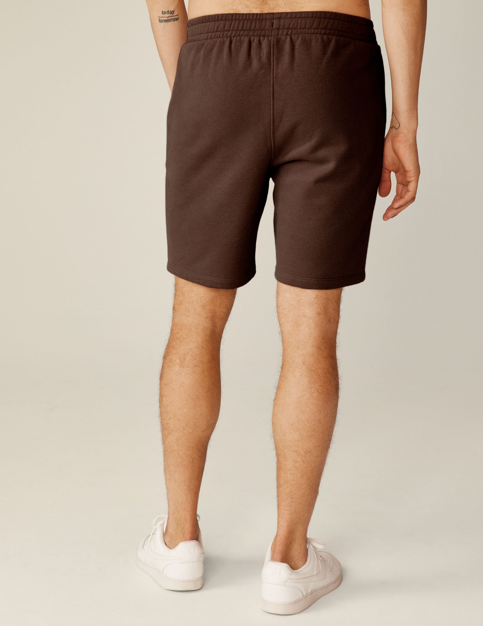 brown mens sweat shorts with pockets. 