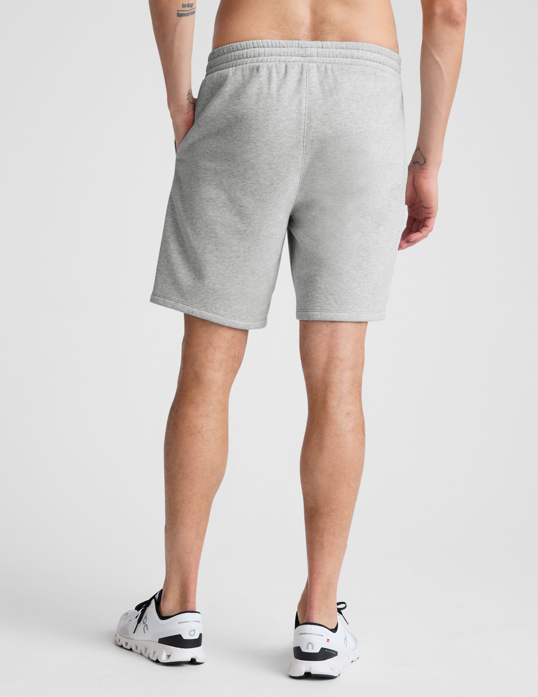 gray men's sweat shorts with pockets. 