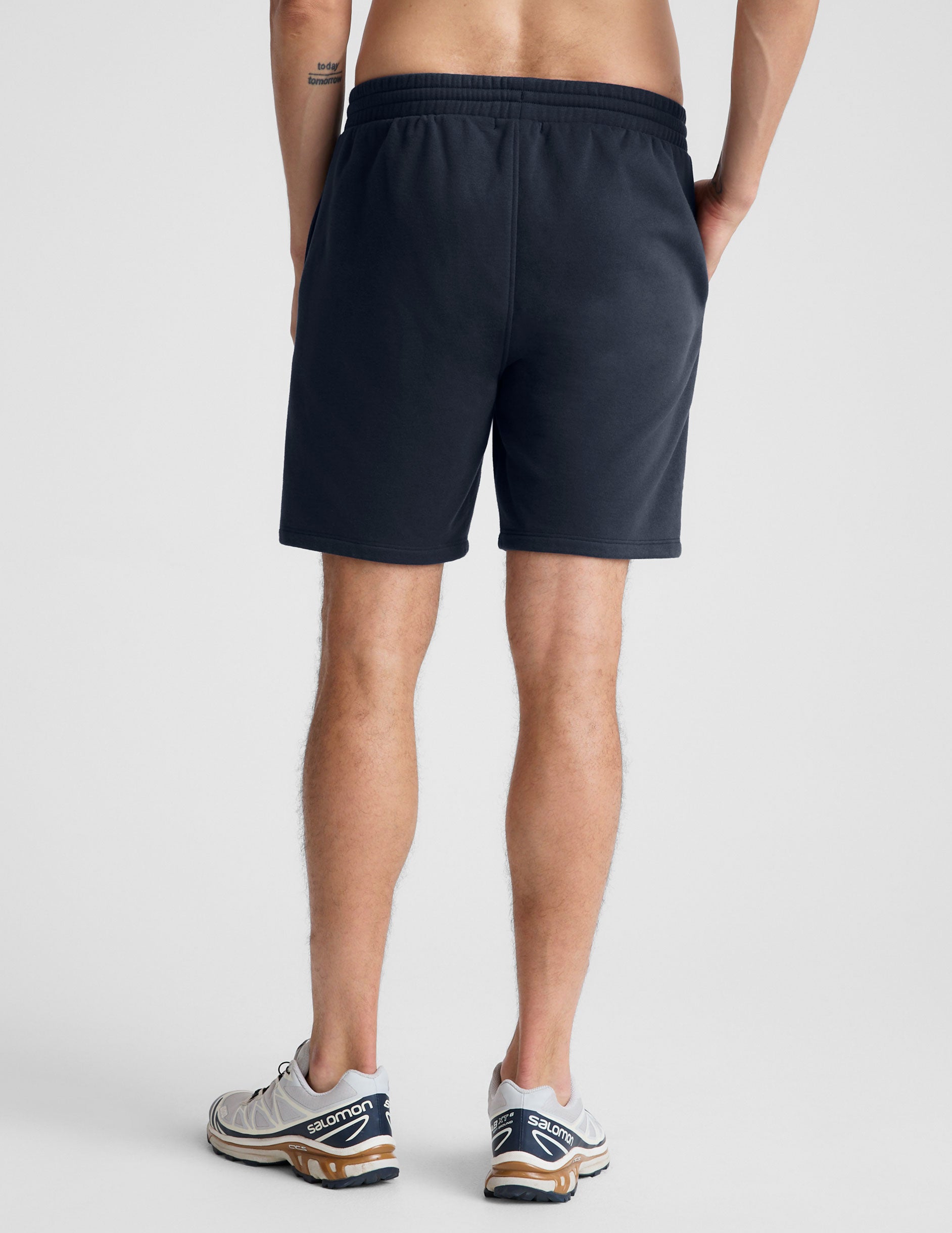 blue mens sweat shorts with pockets. 