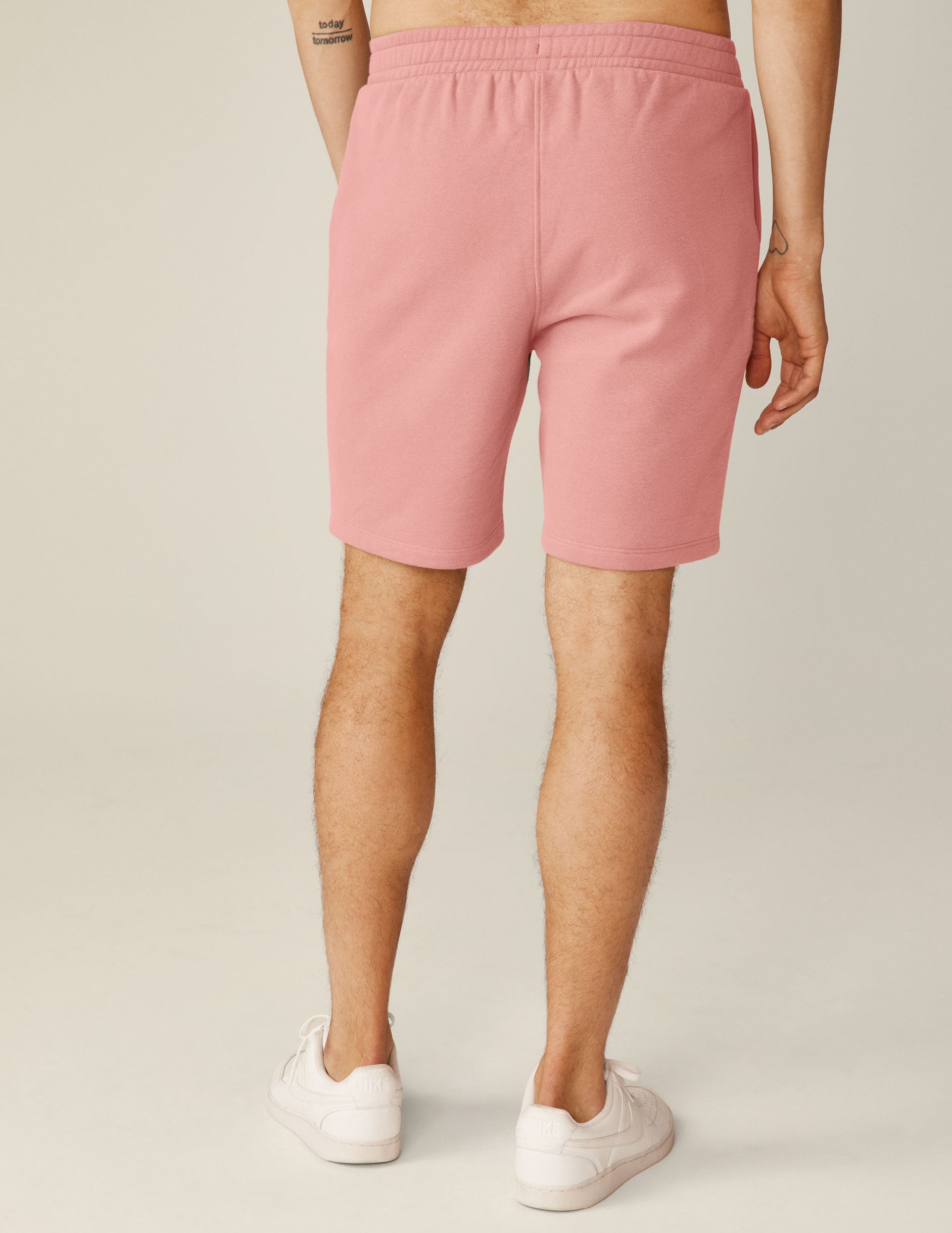 pink men's sweatshorts with pockets. 