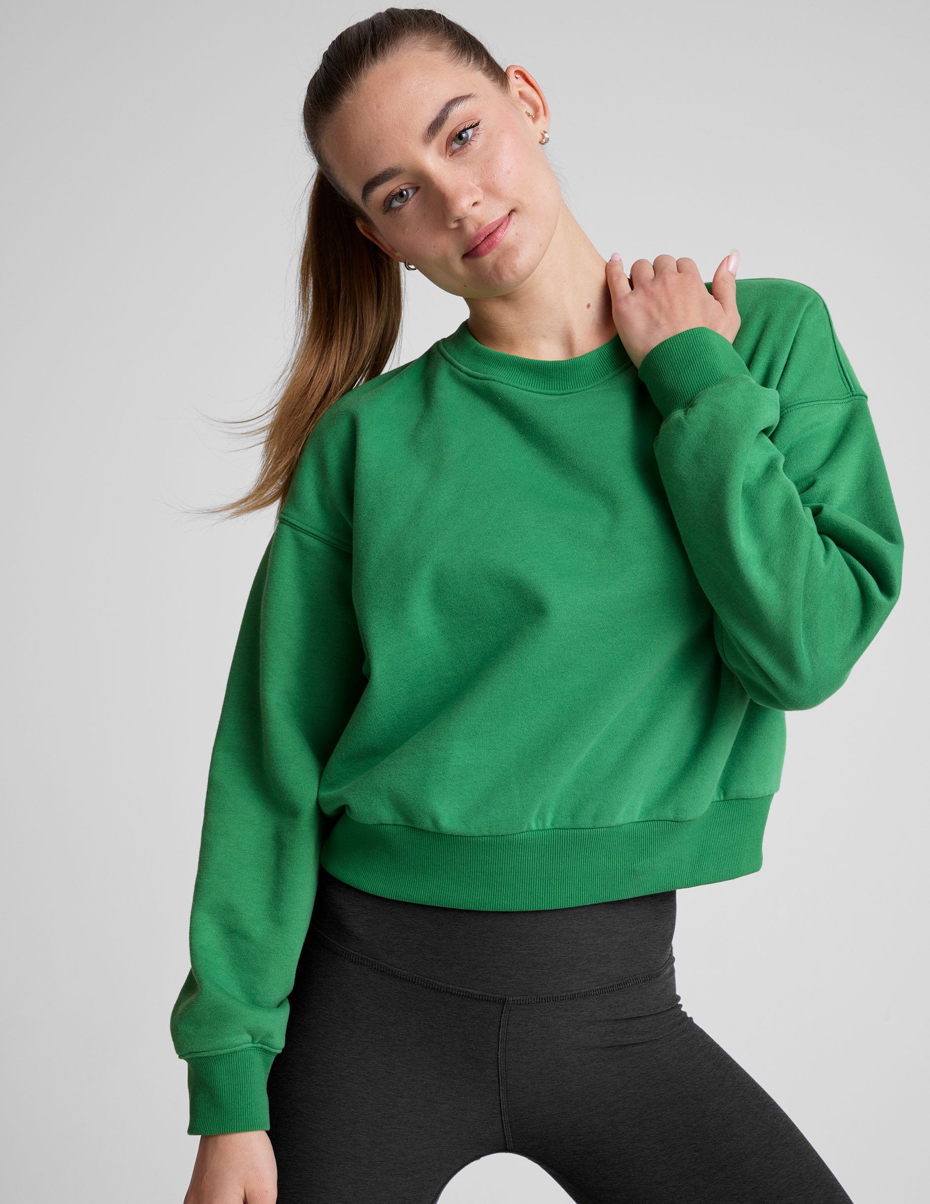 green crop sweatshirt