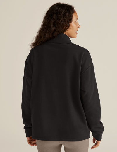 black quarter-zip pullover. 